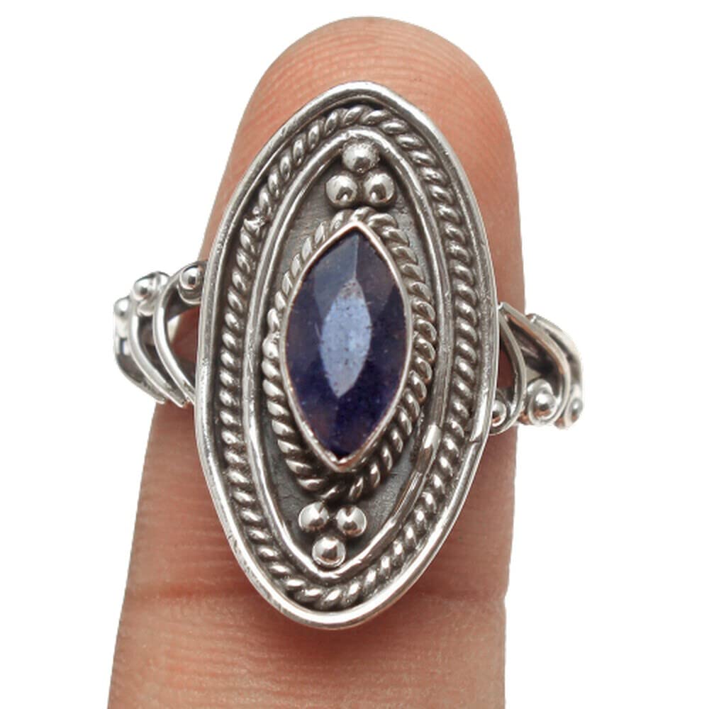 Blue Sapphire 925 Sterling Silver Rings for Women - Elegant Marquise Cut Gemstone Bridesmaid Rings | Handmade Bezel Set Designer Jewelry for Weddings, Parties & Special Occasions