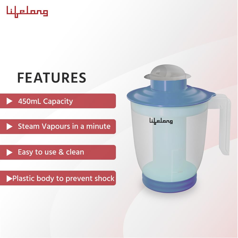 Lifelong LLS99 Steamer and Vaporizer Machine for Cold, Cough & Facial Care - Warm Mist Humidifier for Adults & Kids - Portable Facial Sauna with 1 Year Warranty (Blue) | Perfect for Home Spa, Allergy Relief & Respiratory Comfort