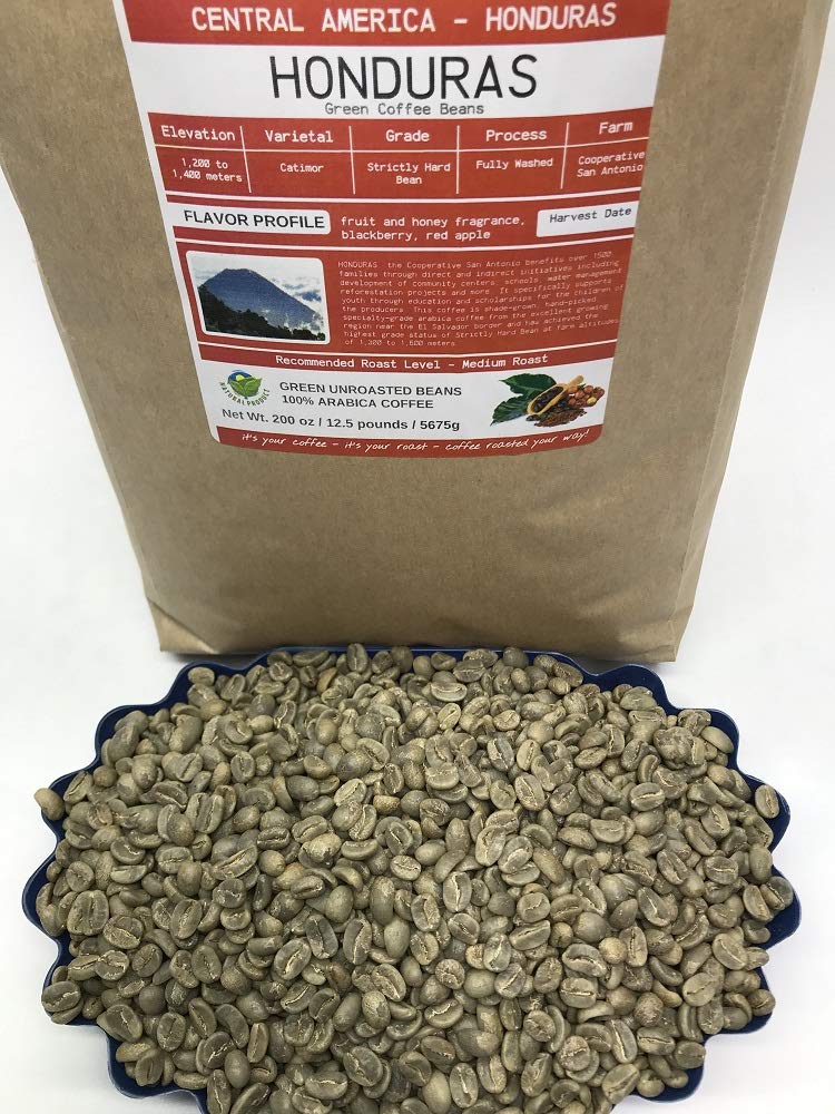 12.5-Pound Unroasted Green Arabica Coffee Beans from Honduras - Fresh Specialty Grade Current Crop - Home Roasting for Fresh Brewed Coffee - Perfect for Espresso, French Press, and Drip Coffee Makers