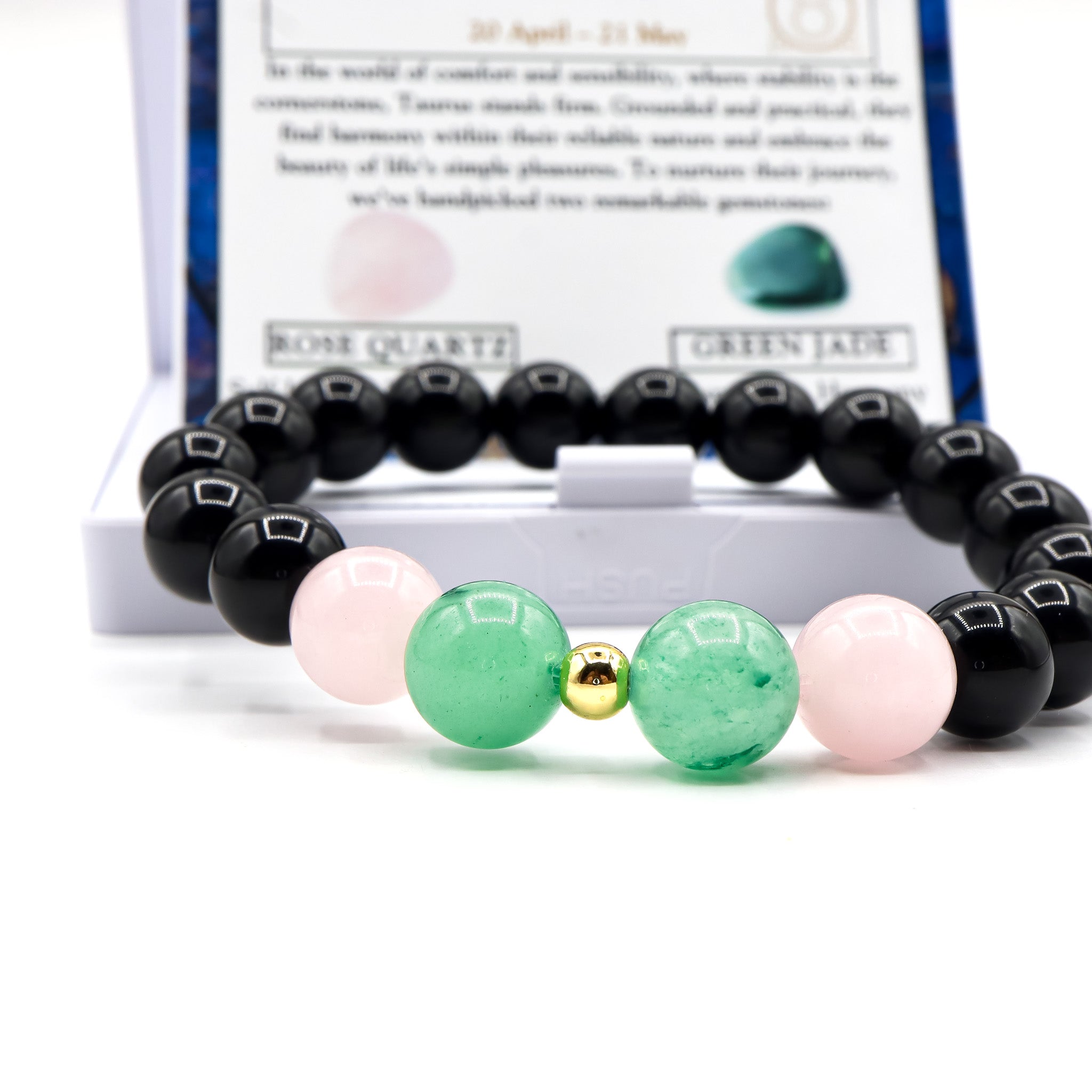 Taurus Zodiac Bracelet - Green Jade & Rose Quartz Beaded Bracelet for Women - Perfect for Birthdays, Gifts & Spiritual Healing | Zodiac Jewelry for Taurus Sign
