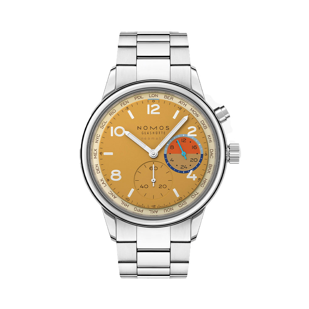 NOMOS Club Sport Neomatik Worldtimer Limited Edition 40mm Watch with Stainless Steel Bracelet - Perfect for Travelers & Luxury Watch Collectors