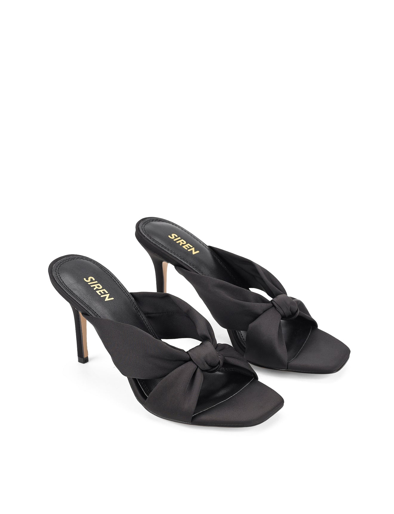 Nicola Satin Knot Mules - Black Satin Slip-On Shoes for Women | Comfortable & Stylish | Perfect for Casual Outings, Office Wear & Special Occasions