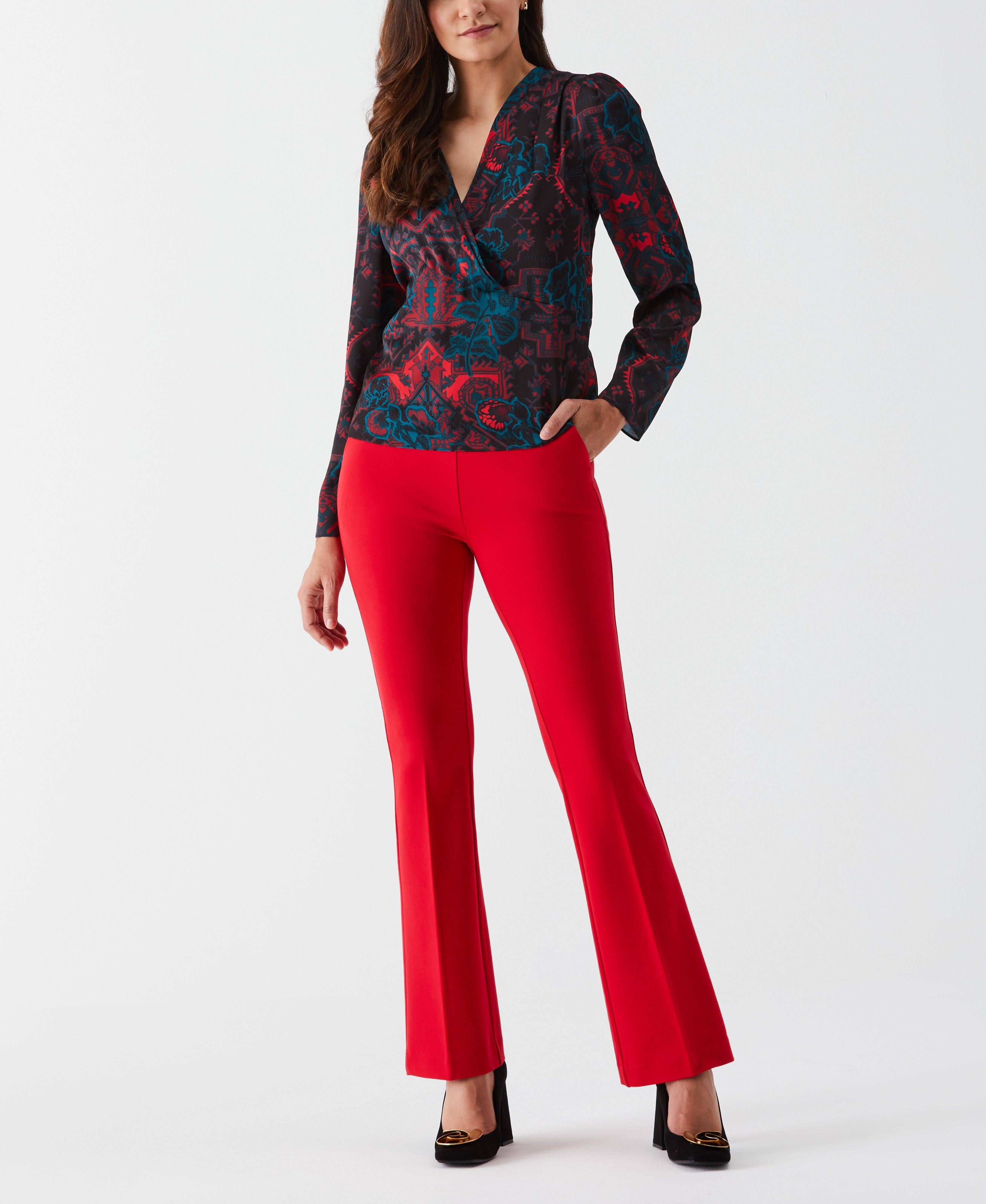 Stylish Ponte Boot Cut Pants for Women - Comfortable & Flattering Stretch Trousers - Perfect for Work, Office & Casual Wear