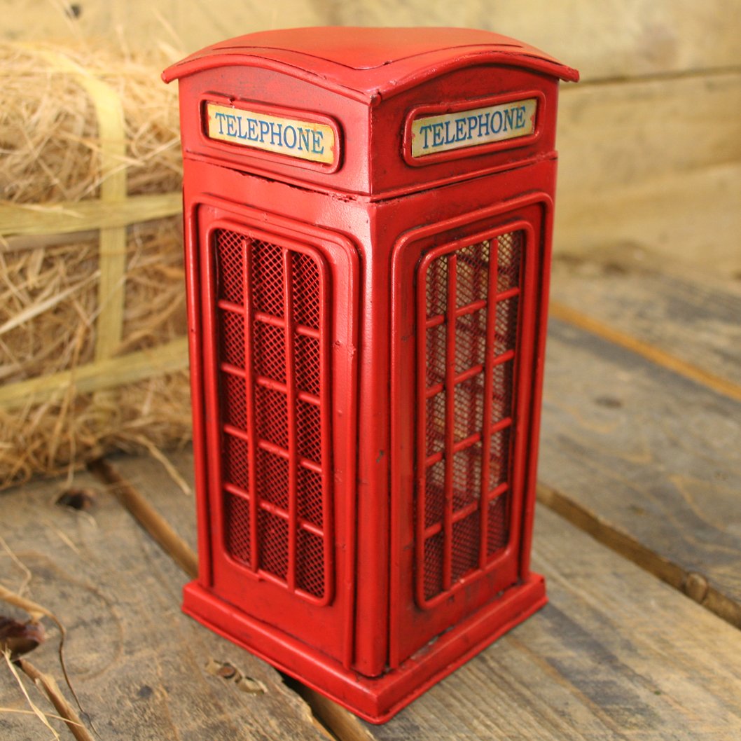 Vintage Metal Telephone Box Piggy Bank - Perfect for Coin Saving & Home Decor