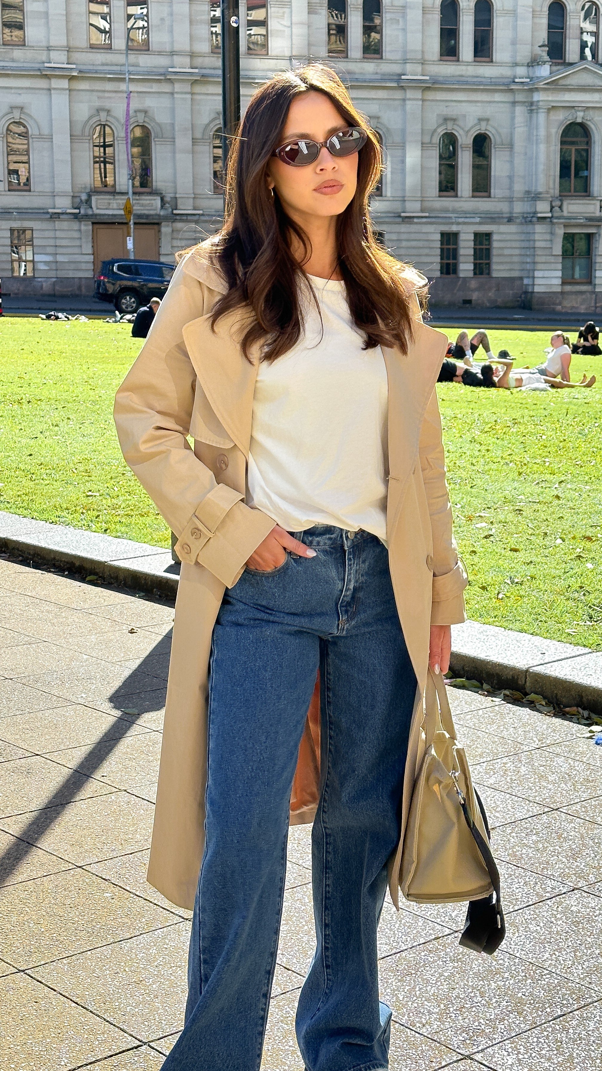 Byron Classic Camel Trench Coat for Women - Waterproof Long Coat with Belt, Perfect for Fall and Winter Fashion, Office Wear & Outdoor Activities