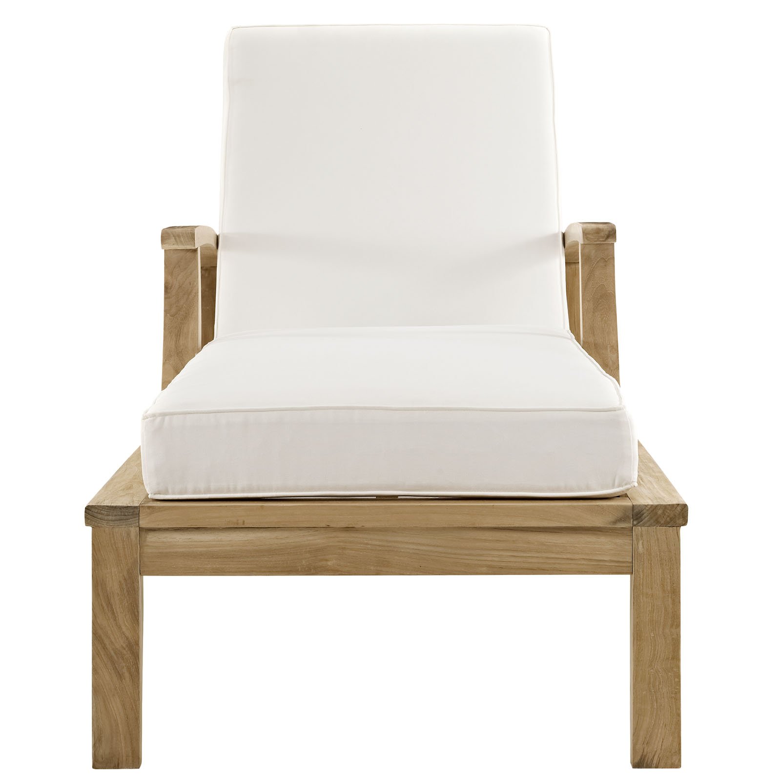 Premium Grade A Teak Wood Outdoor Chaise Lounge Chair - Natural White Finish - Durable Patio Furniture for Poolside, Beach & Garden Relaxation