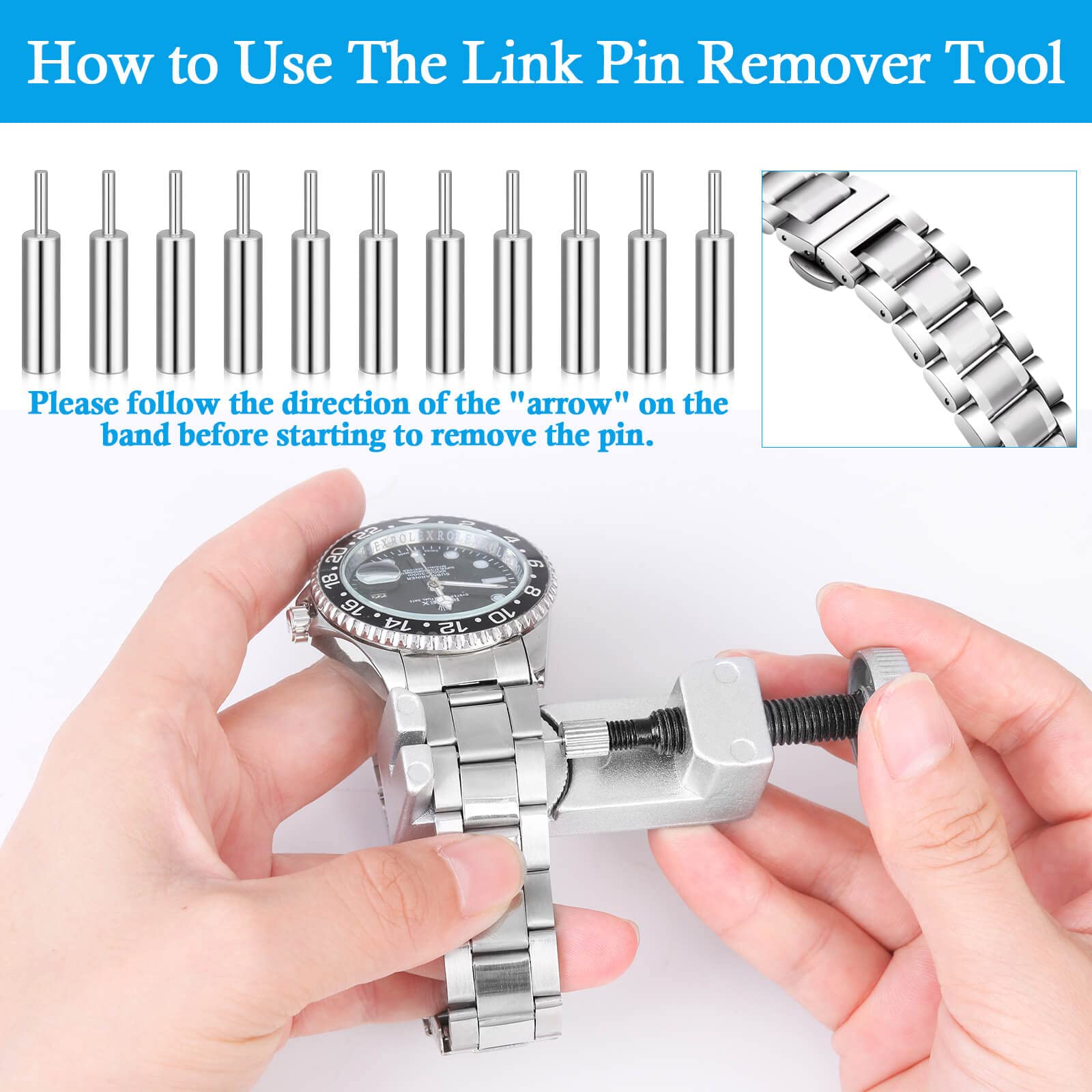 Cridoz Watch Link Removal Tool Kit with 12 Pins & 3 Punches for Watch Band Adjustment & Repair - Perfect for DIY Watch Sizing