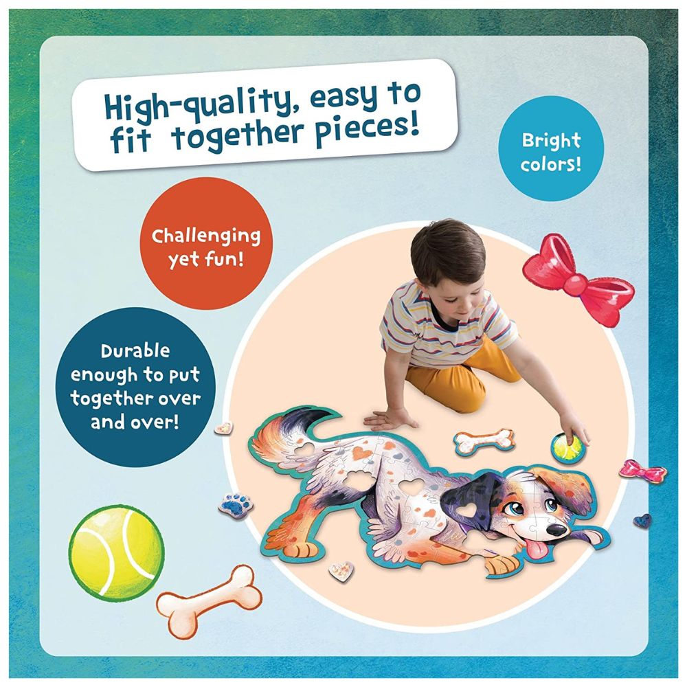Peaceable Kingdom Shiny Puppy Floor Puzzle - 24-Piece Educational Dog Puzzle for Kids Ages 3-5 | Fun Learning Activity for Preschool Classroom & Home Playtime