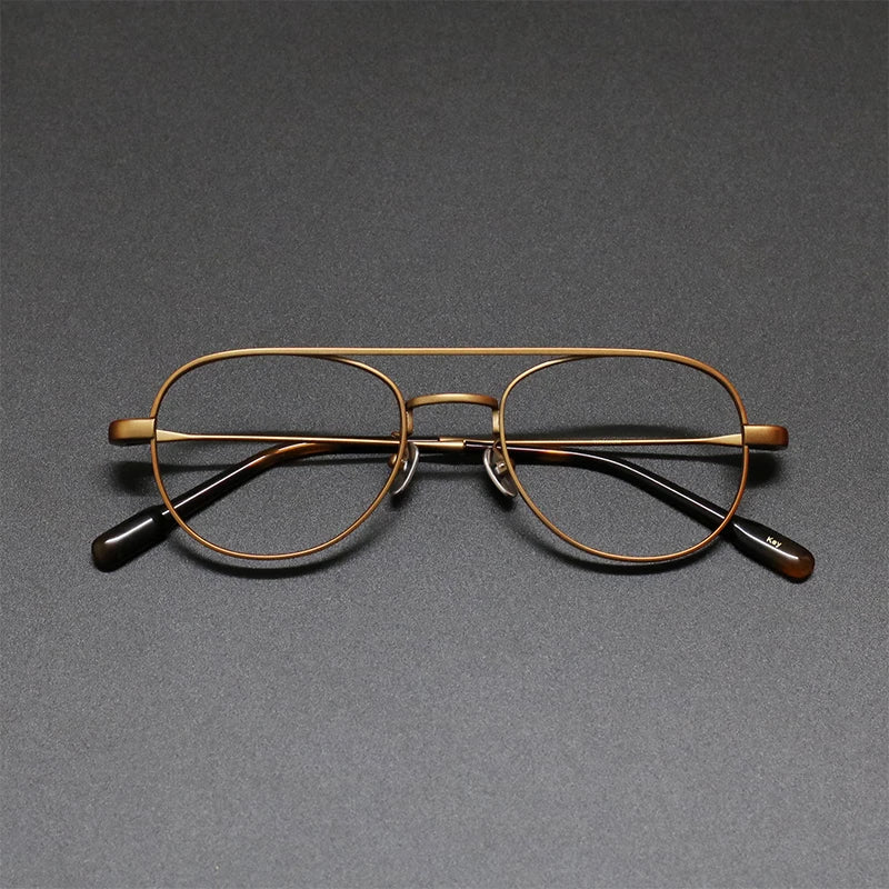 Aimee Unisex Full Rim Oval Double Bridge Titanium Eyeglasses 8040 - Lightweight Durable Frame for Reading, Work & Fashion (Silver/Gold/Black) - Perfect for Office, School & Everyday Wear