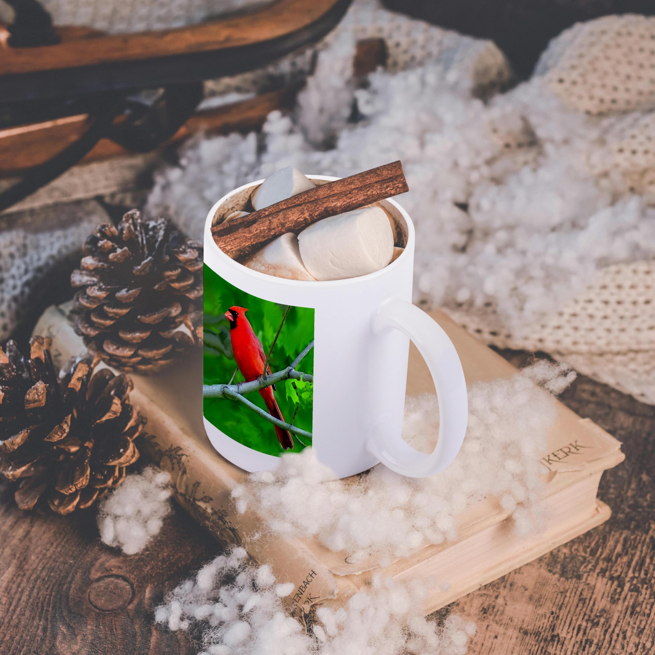 3D Rose Red Cardinal Ceramic Mug - 15 oz Insulated Coffee Cup with Handle, Perfect for Hot Tea, Coffee & Hot Chocolate - Great for Home, Office & Gifts