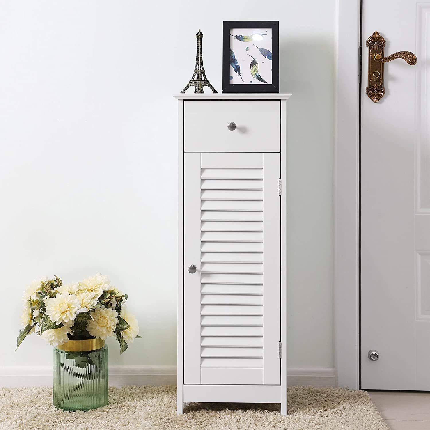 Fomgeely Narrow Bathroom Floor Cabinet - Freestanding Storage Organizer for Bathroom, Living Room & Bedroom - Space-Saving Bathroom Storage Solution for Small Spaces & Home Organization