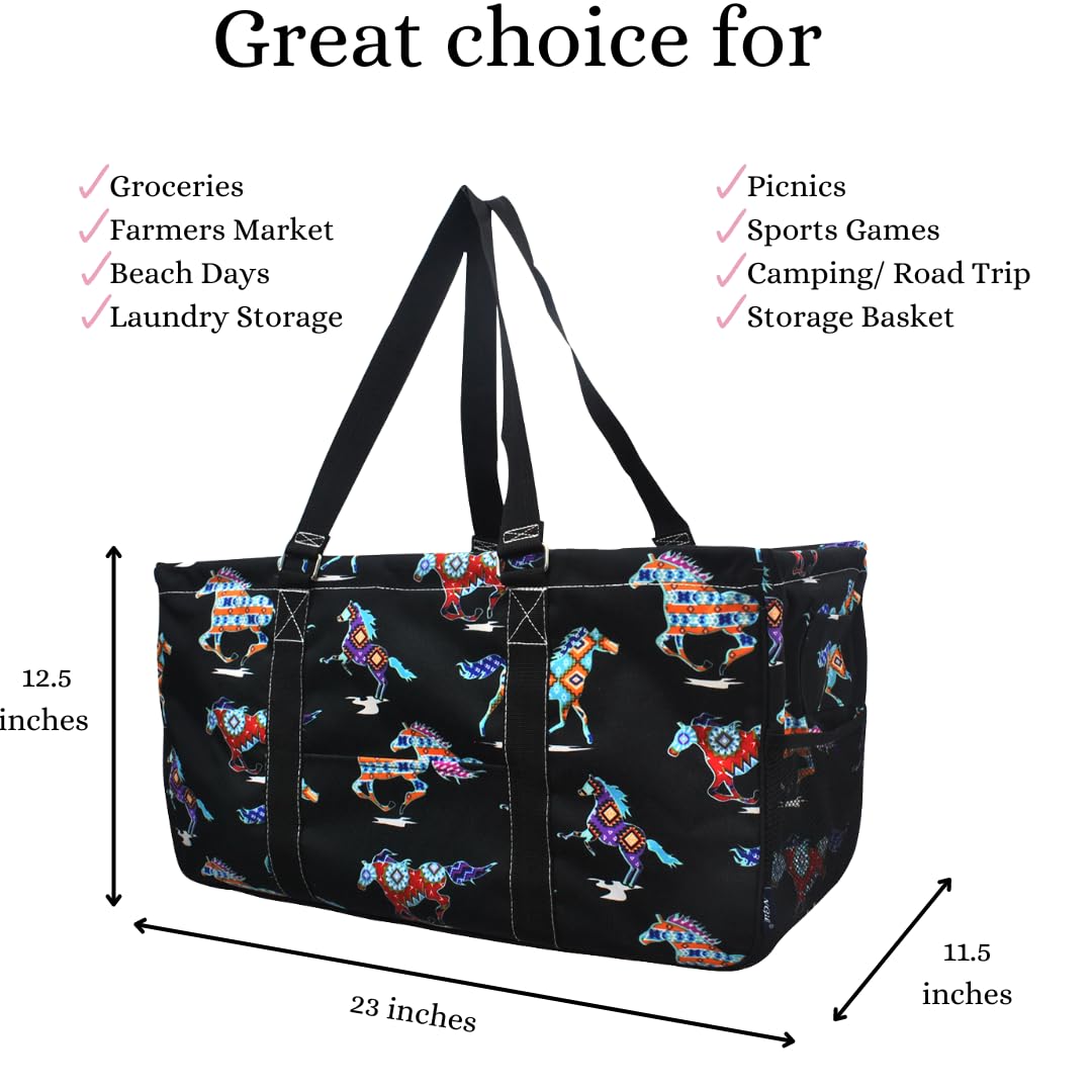 NGIL Extra Large Reusable Grocery Tote Bag - Foldable Collapsible Shopping Bag for Groceries, Storage, Picnic, Beach - Perfect for Supermarket, Travel & Outdoor Activities