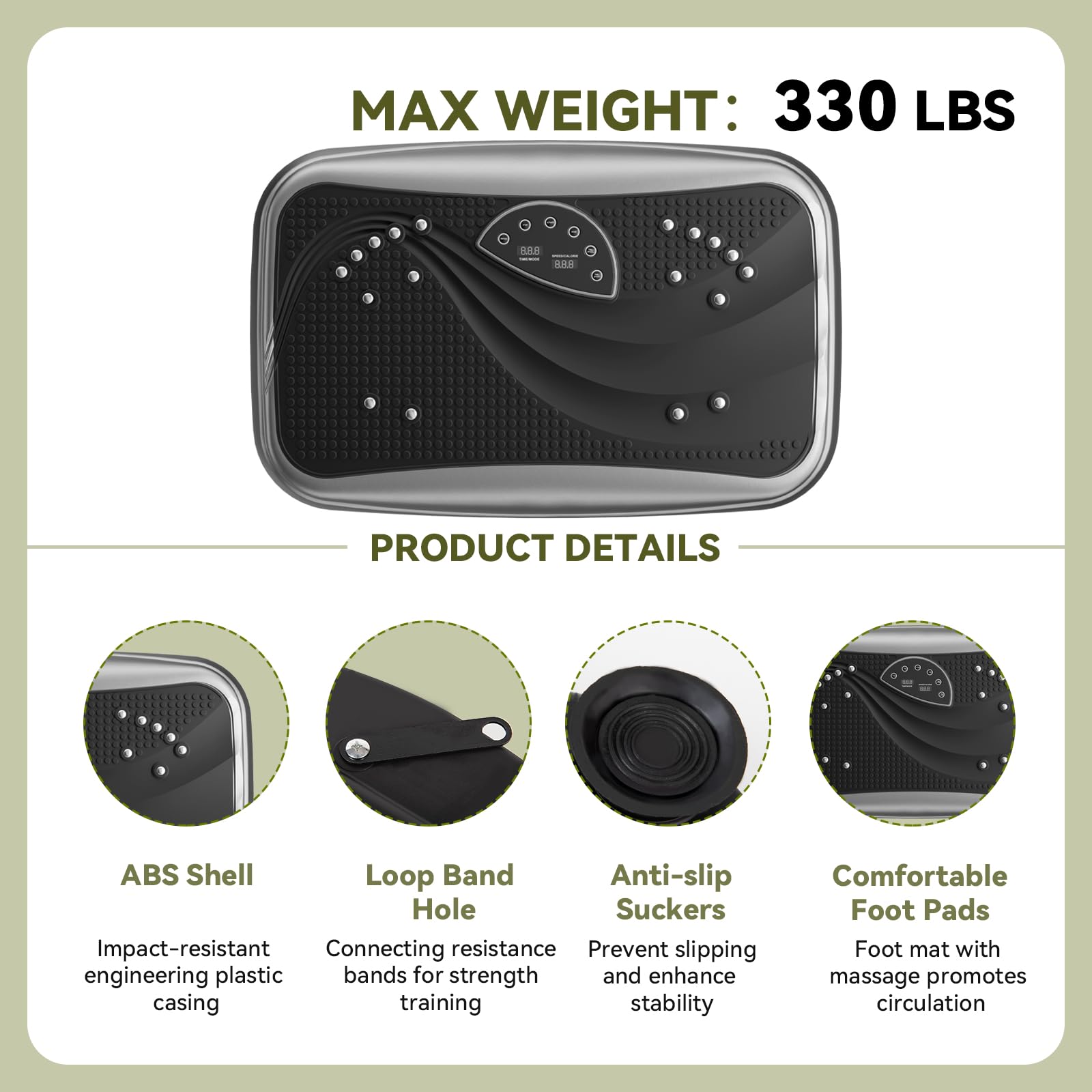 UCIN Vibration Plate Exercise Machine for Weight Loss & Toning - 330 Lbs Capacity Whole Body Workout Platform with Resistance Bands & Pilates Ball - Home Gym & Office Fitness Equipment for Lymphatic Drainage & Muscle Recovery