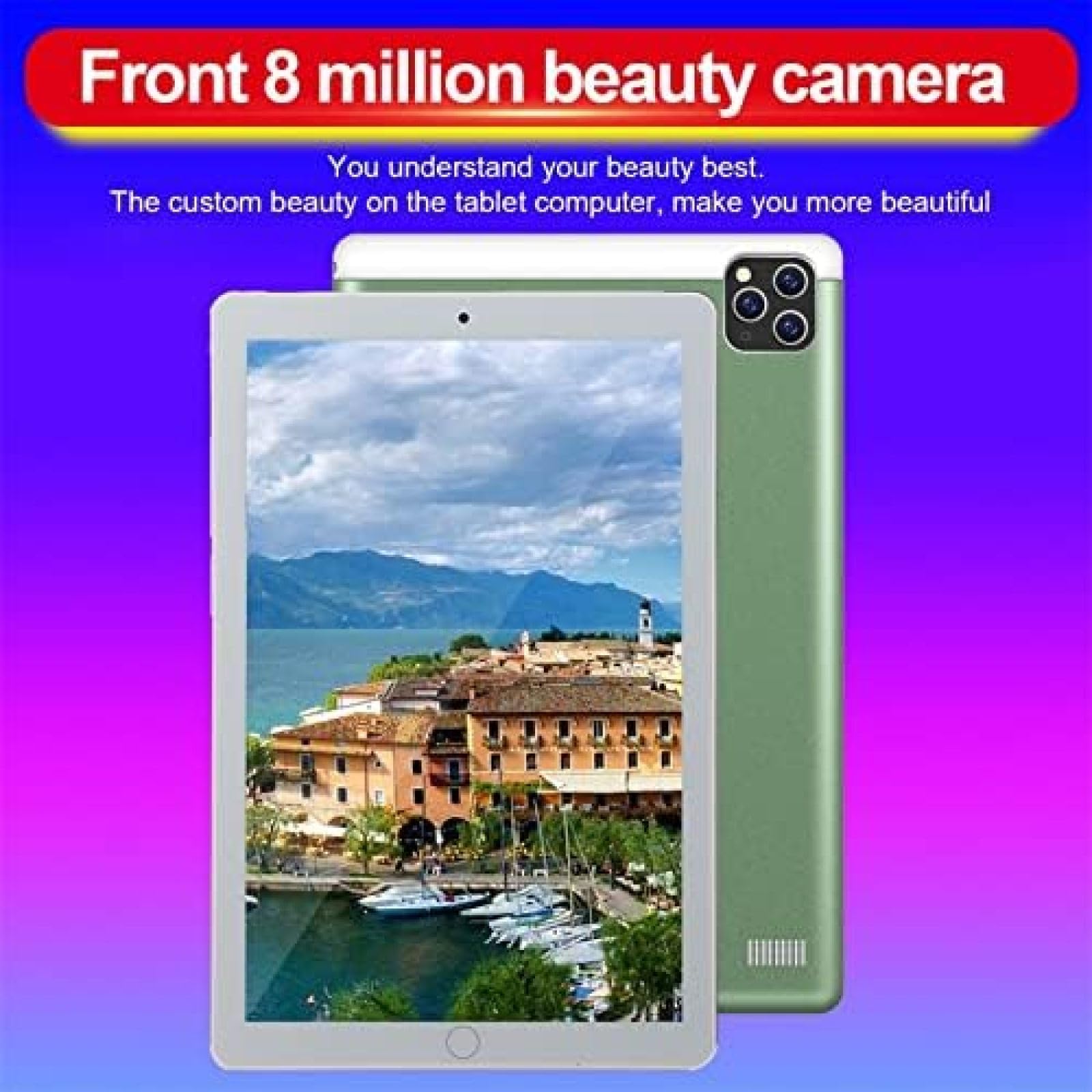 10 Inch Android Tablet with 3G/4G LTE, Dual SIM, Quad-Core Processor, HD Touchscreen, WiFi, Bluetooth, GPS - Green | Portable Entertainment & Work Device for Travel, School, and Home Use
