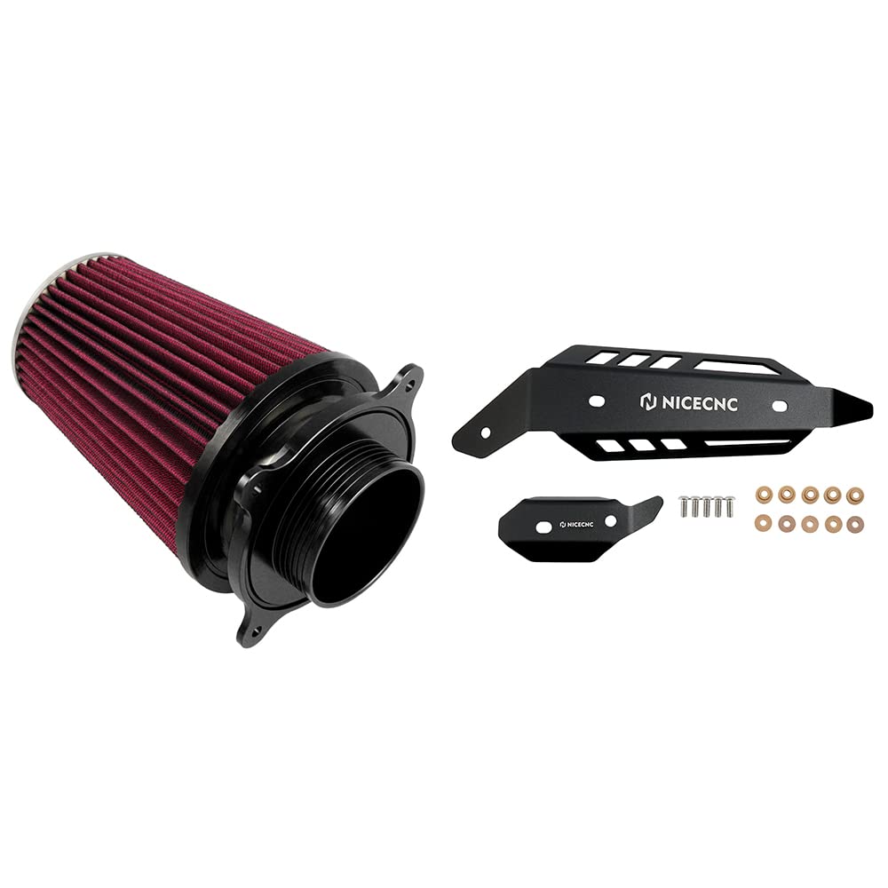 NICECNC Black Air Cleaner Filter Intake Kit & Mid Tube Heat Shield for Yamaha Raptor 700 - High Performance ATV Air Intake System for Off-Road & Dirt Bike Racing