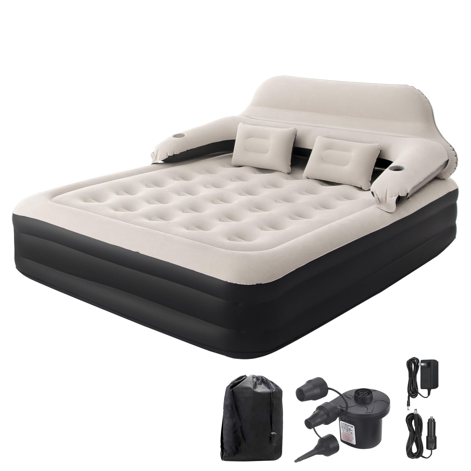 DIMAR GARDEN Inflatable Air Mattress with Built-in Pump & Adjustable Backrest - Portable Camping Bed for Outdoor, Travel, and Guest Use