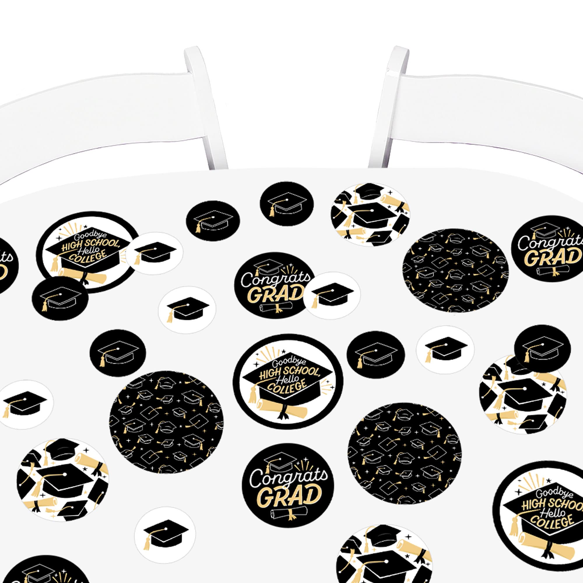 Hello College Graduation Party Giant Circle Confetti - 27-Pack Large Confetti Dots for Graduation Decorations, Photo Backdrops & Celebration Events