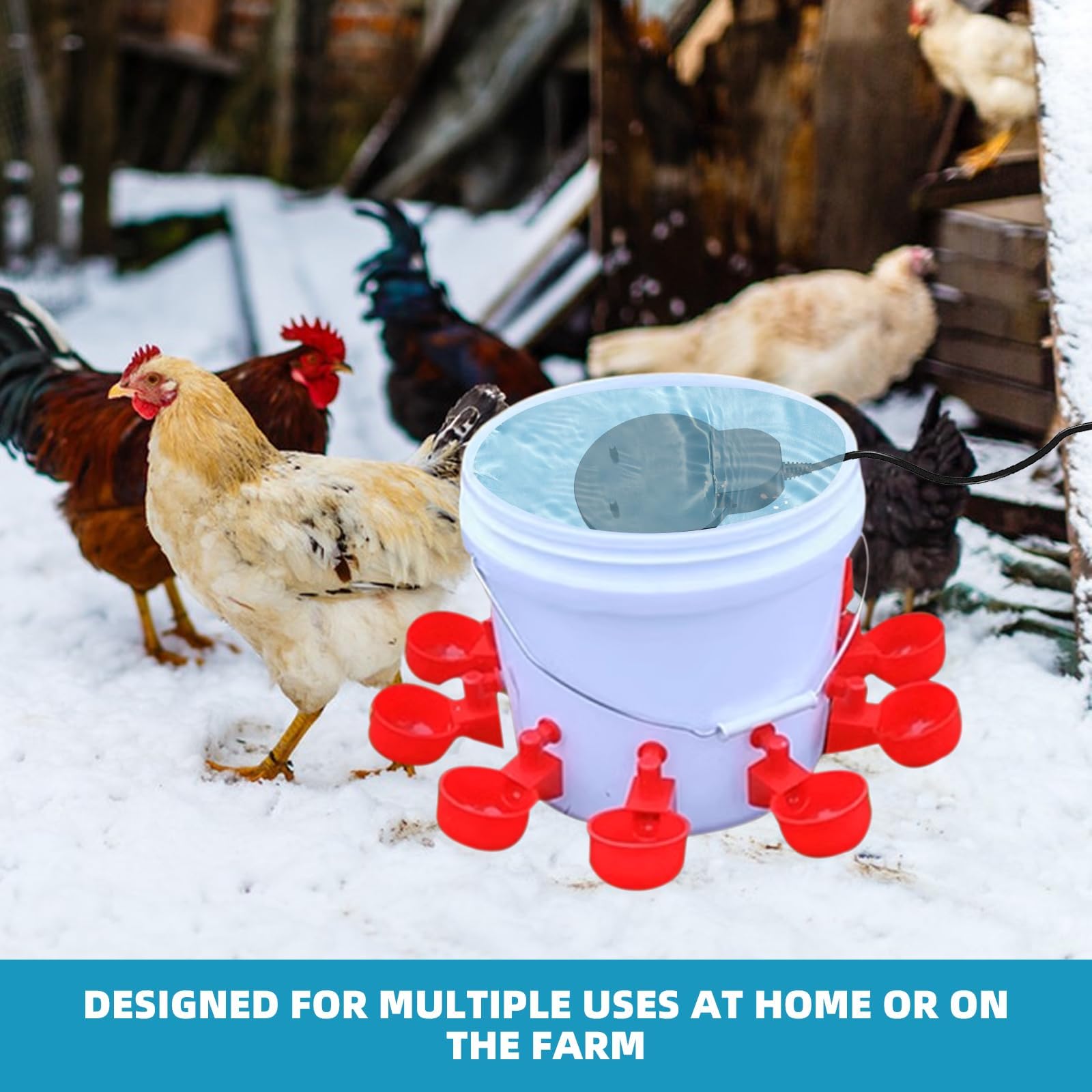 500W Aluminum Bird Bath Heater & Pond Deicer - Thermostat Controlled Outdoor Winter Water Heater for Birds, Chickens, Livestock Tanks - Perfect for Backyard, Farm & Garden Use in Cold Weather