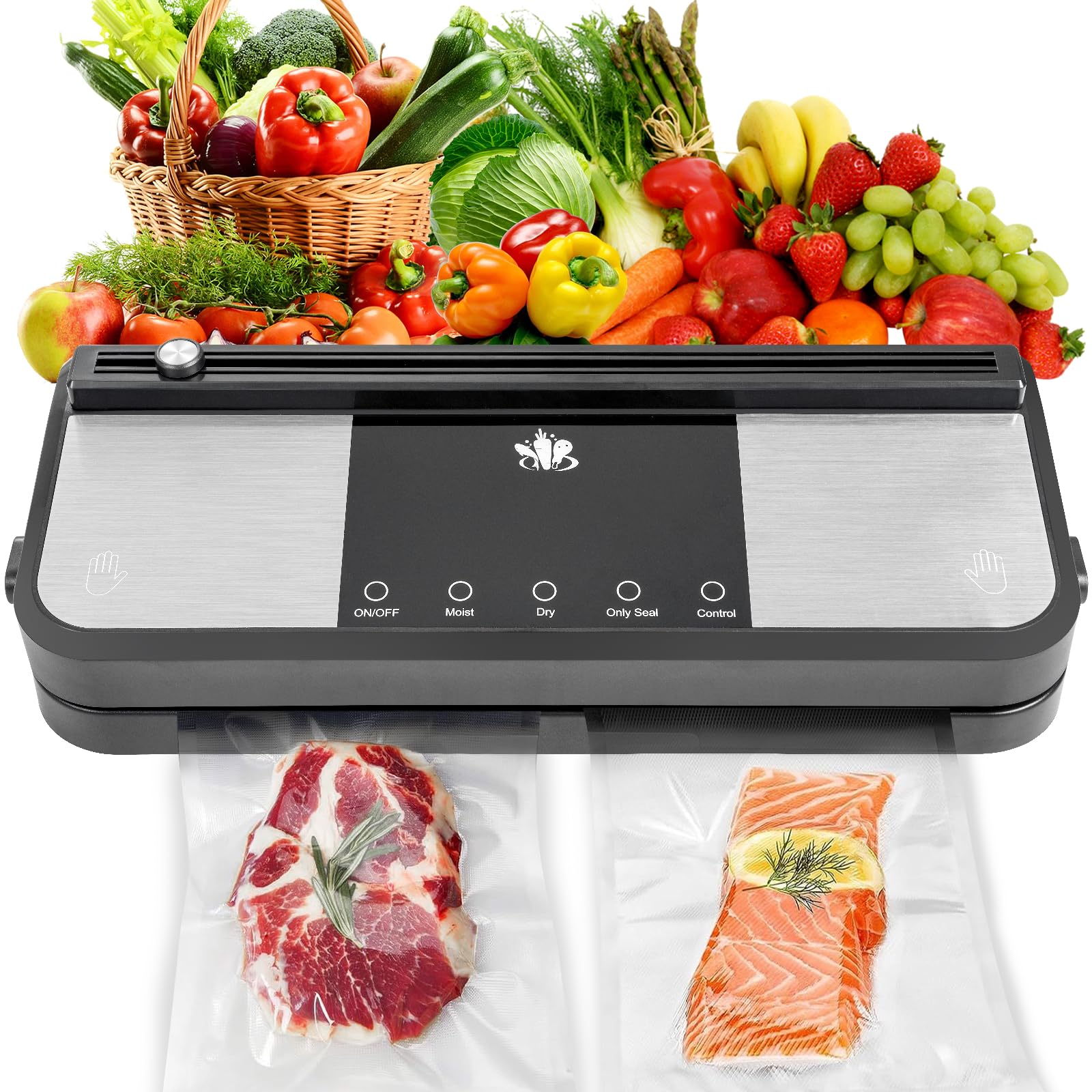 **Rechargeable Cordless Vacuum Sealer Machine with Built-in Cutter & Bag Storage | External Air Hose for Mason Jars & Canisters | Black & Gray | Perfect for Food Preservation, Sous Vide & Travel**