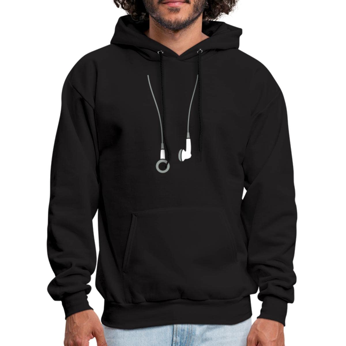 Funny Fake Earphones Men's Hoodie - Trendy Graphic Pullover Sweatshirt for Gifts & Streetwear | Perfect for Pranks, Cosplay & Casual Outfits