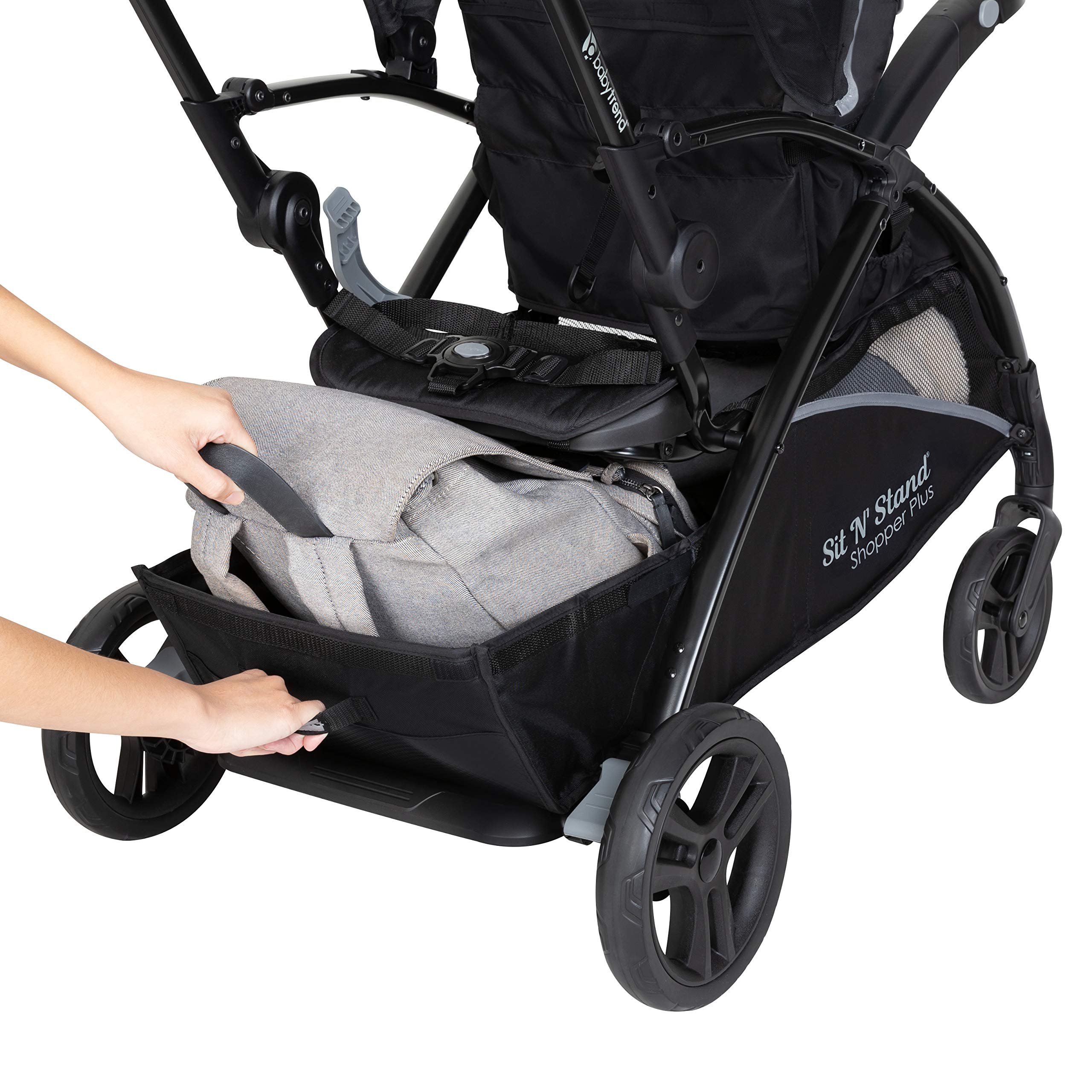 Baby Trend Sit N’ Stand® 5-in-1 Shopper Plus Stroller - Lightweight Convertible Double Stroller with Adjustable Canopy, Kona Black | Perfect for Twins, Siblings & Shopping Trips