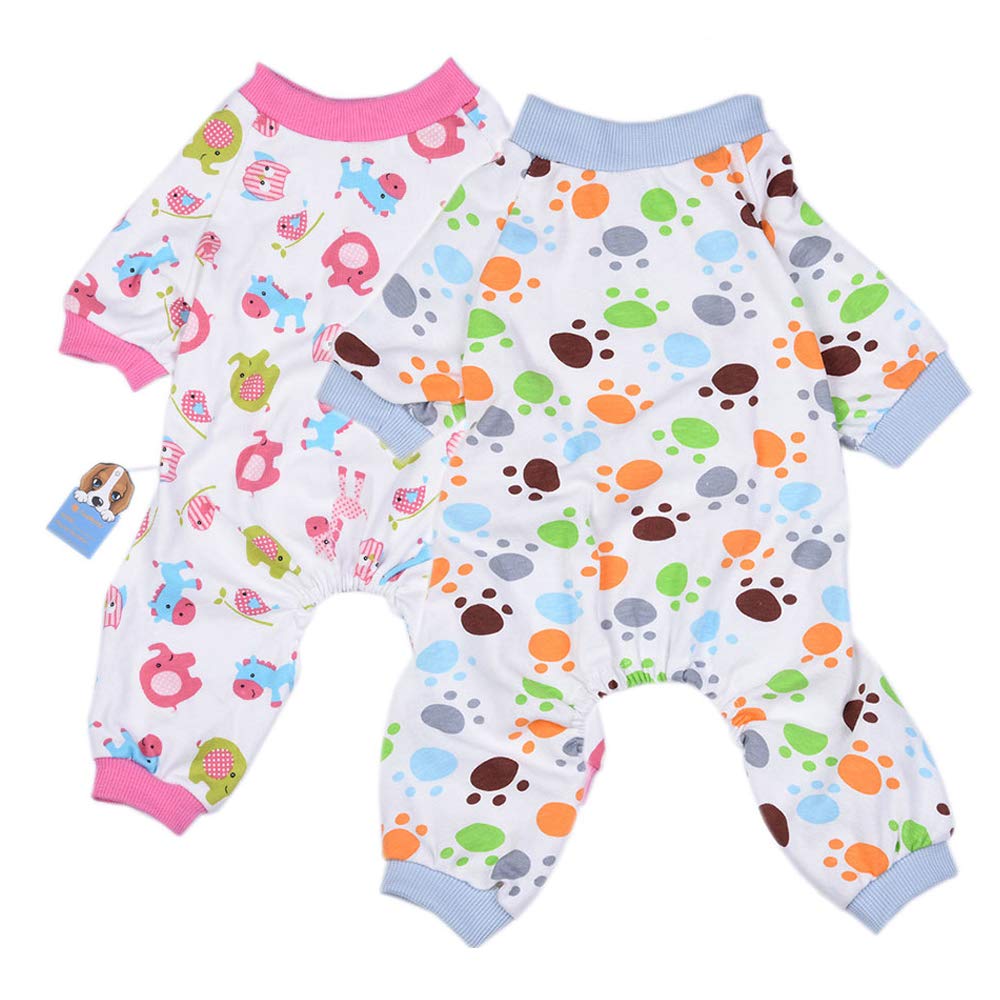 Amakunft 2-Pack Soft Cotton Dog & Cat Onesie Pajamas - Cozy Pet Rompers & Jumpsuits for Small Dogs and Cats - Perfect for Indoor Lounging, Sleepwear, and Photo Shoots