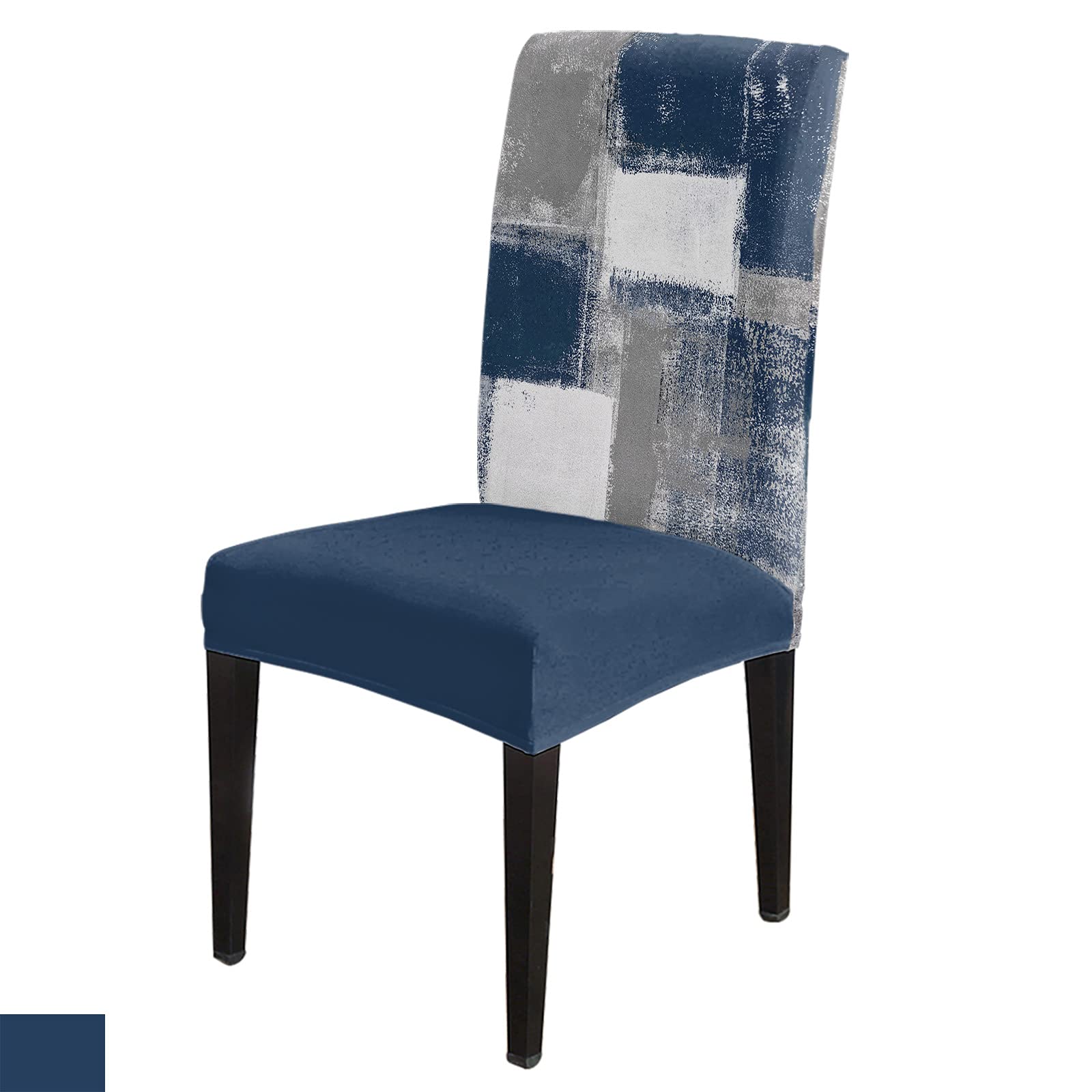 Stretch Parsons Chair Slipcovers Set of 6 - Abstract Oil Painting Geometric Dark Blue Removable Dining Chair Covers - Perfect for Kitchen, Hotel, Wedding & Home Decor - Washable Seat Protectors for Dining Room & Event Furniture