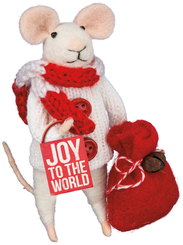 Primitives by Kathy Mouse Tiny Joy to The World Sign - Rustic Wooden Christmas Decor for Home, Farmhouse & Holiday Decorations - Perfect for Mantel, Shelf or Tabletop Display