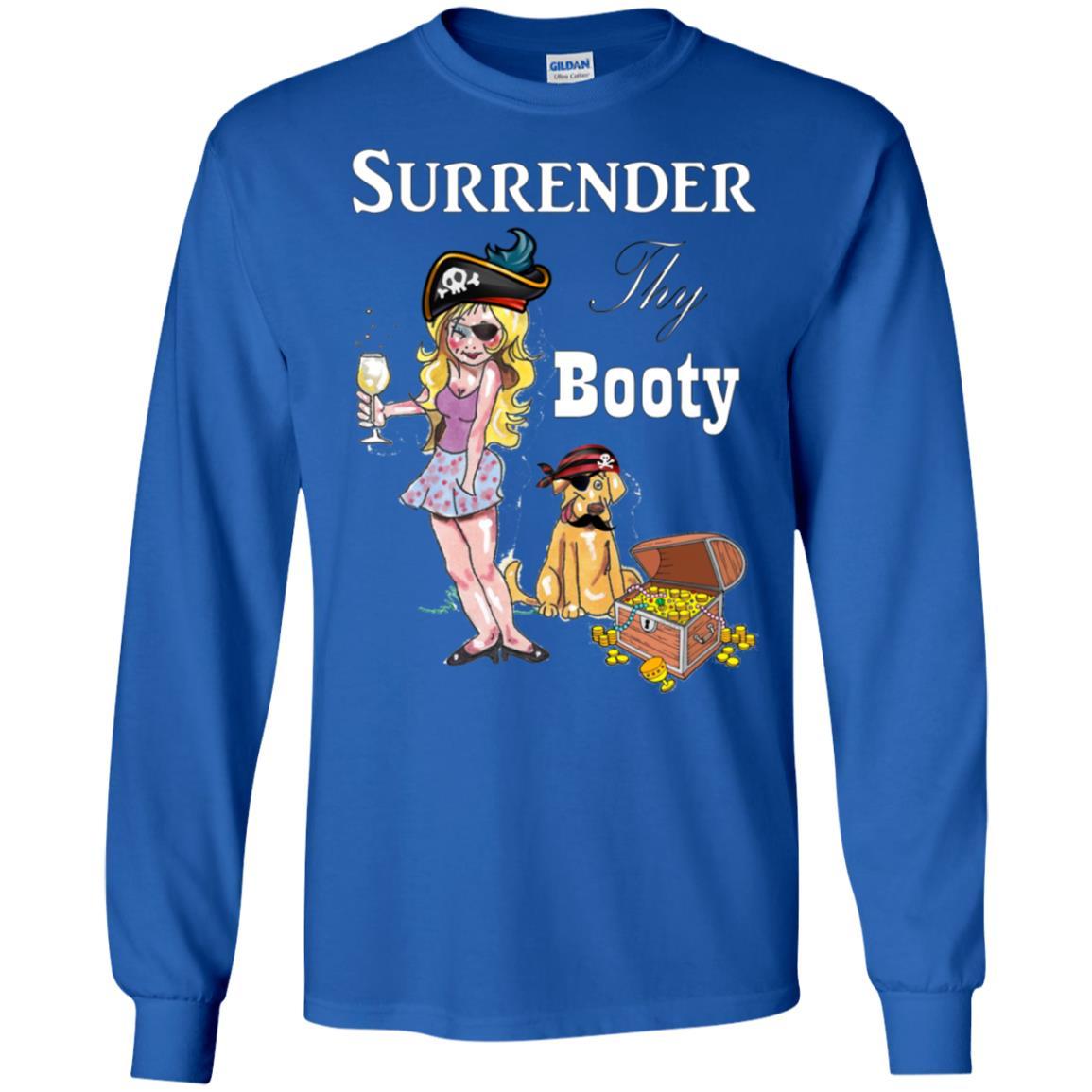 WineyBitches.Co Surrender Thy Booty Long Sleeve Ultra Soft Cotton T-Shirt for Women | Vintage Graphic Tee | Casual Wear & Lounge Outfit