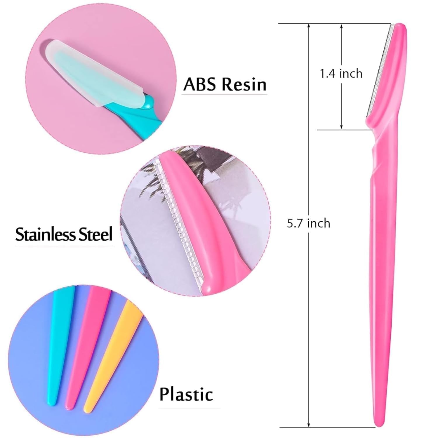 6Pcs Stainless Steel Eyebrow Razors for Women & Men - Reusable Dermaplaning Face Razor Tool, Portable Eyebrow Trimmer for Smooth Skin Care & Hair Removal - Perfect for Travel, Home & Salon Use (Yellow)