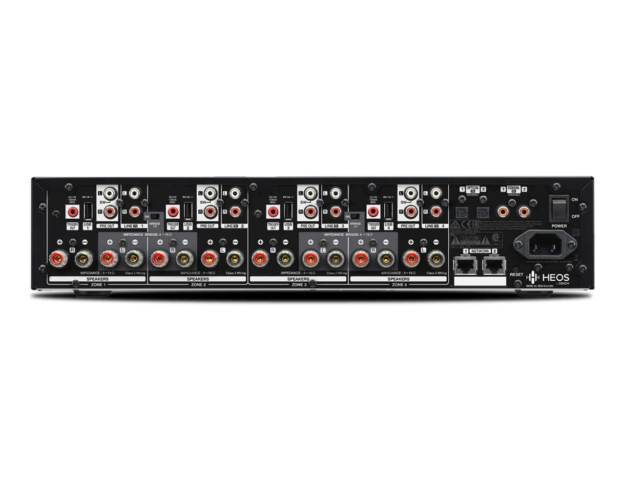 Denon HEOS Drive HS2 4-Zone Wireless Multiroom Network Streaming Amplifier - Perfect for Home Audio & Multiroom Music System