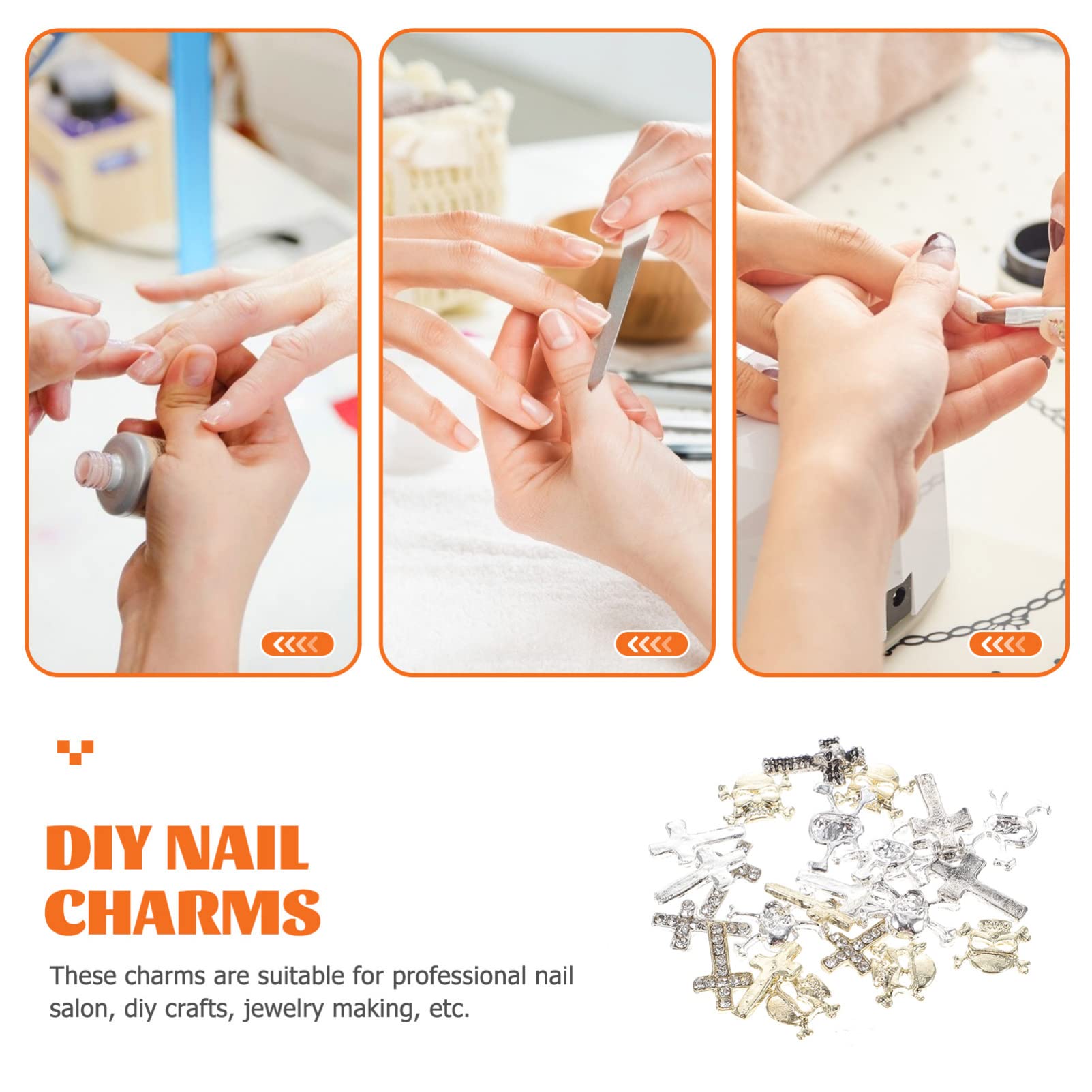 Minkissy 3 Sets Halloween Nail Charms - Skull Beads Nail Art Decorations, Skeleton Nail Jewelry Kit with 90pcs (30pcs*3) for DIY Nail Designs - Perfect for Halloween Parties, Costume Nails & Gothic Nail Art