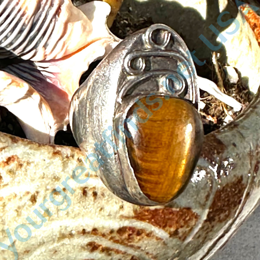 Vintage Handcrafted Sterling Silver Tiger’s Eye Ring - Size 9 - Unique Bohemian Jewelry for Women - Perfect for Casual Wear, Gift Giving & Special Occasions