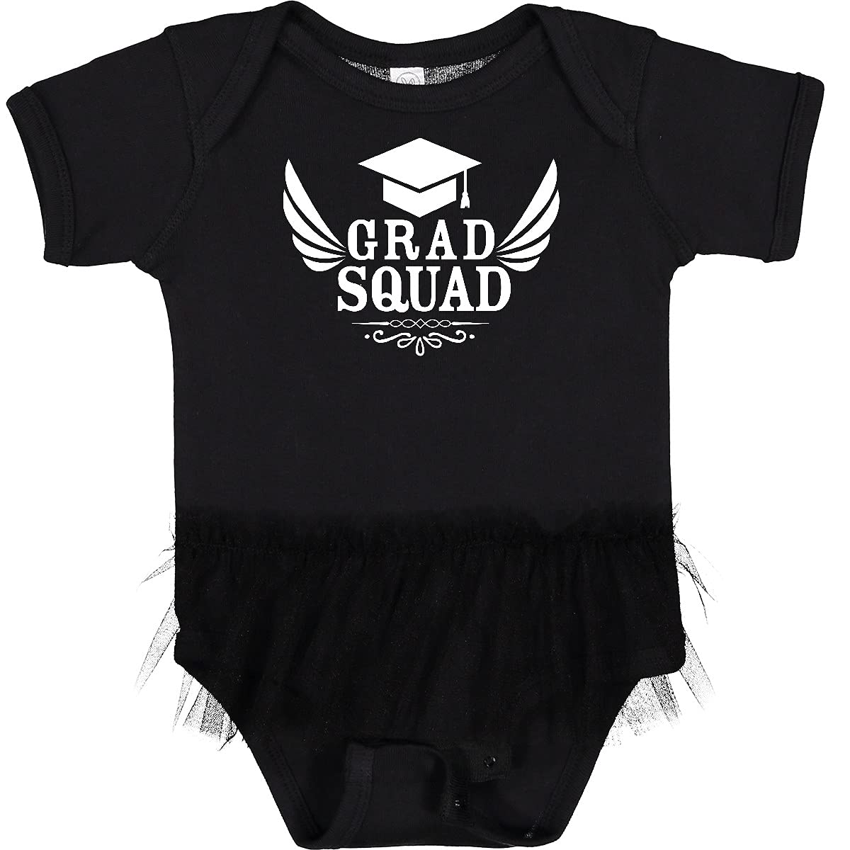Inktastic Grad Squad Graduation Cap & Wings Baby Tutu Bodysuit - Perfect for Graduation Photos, First Birthday & Special Occasions