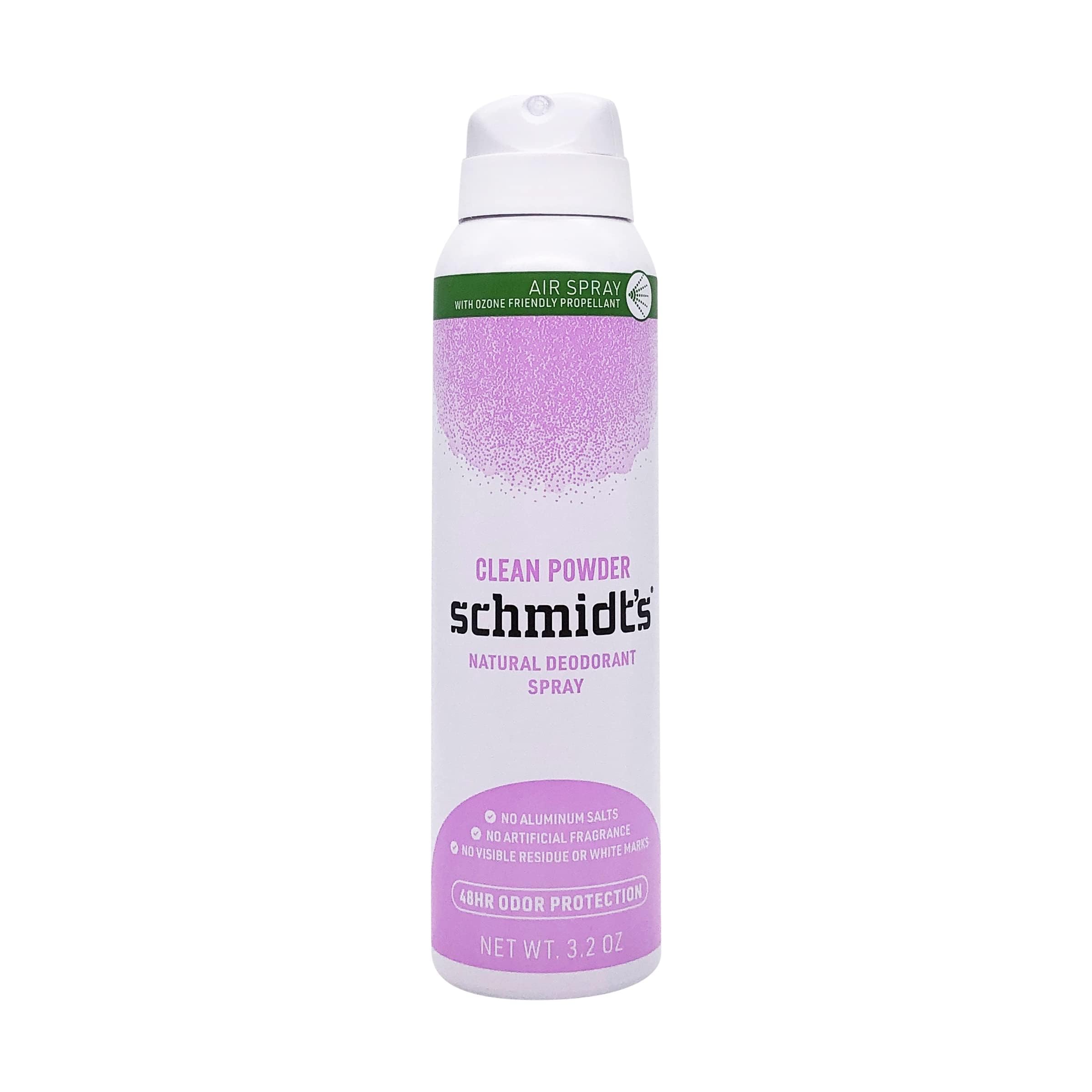 Schmidts Deodorant Clean Powder Spray for Women & Men | 3.2 oz Aluminum-Free Natural Deodorant | Fresh Scent for All-Day Protection | Perfect for Gym, Work & Outdoor Activities