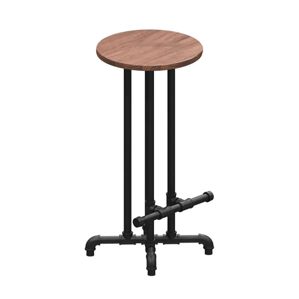 Industrial Bar Stool with Footrest - Solid Wood Bar Height Stool in Black Finish for Kitchen Island, Home Bar & Commercial Use