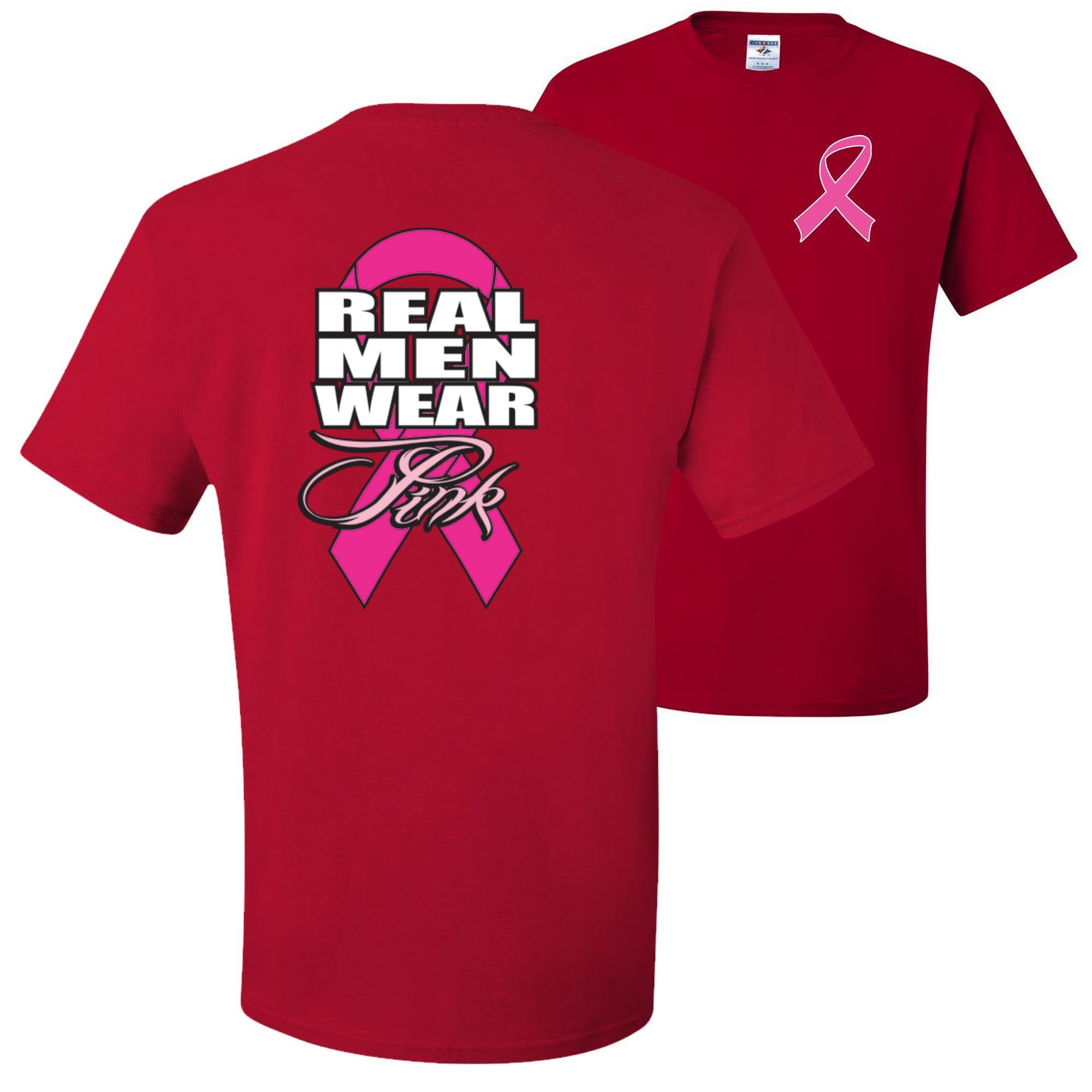 Real Men Wear Pink Breast Cancer Awareness T-Shirt for Men - Front & Back Design - Support Cancer Awareness - Comfortable Cotton Tee for Fundraising, Charity Events & Everyday Wear