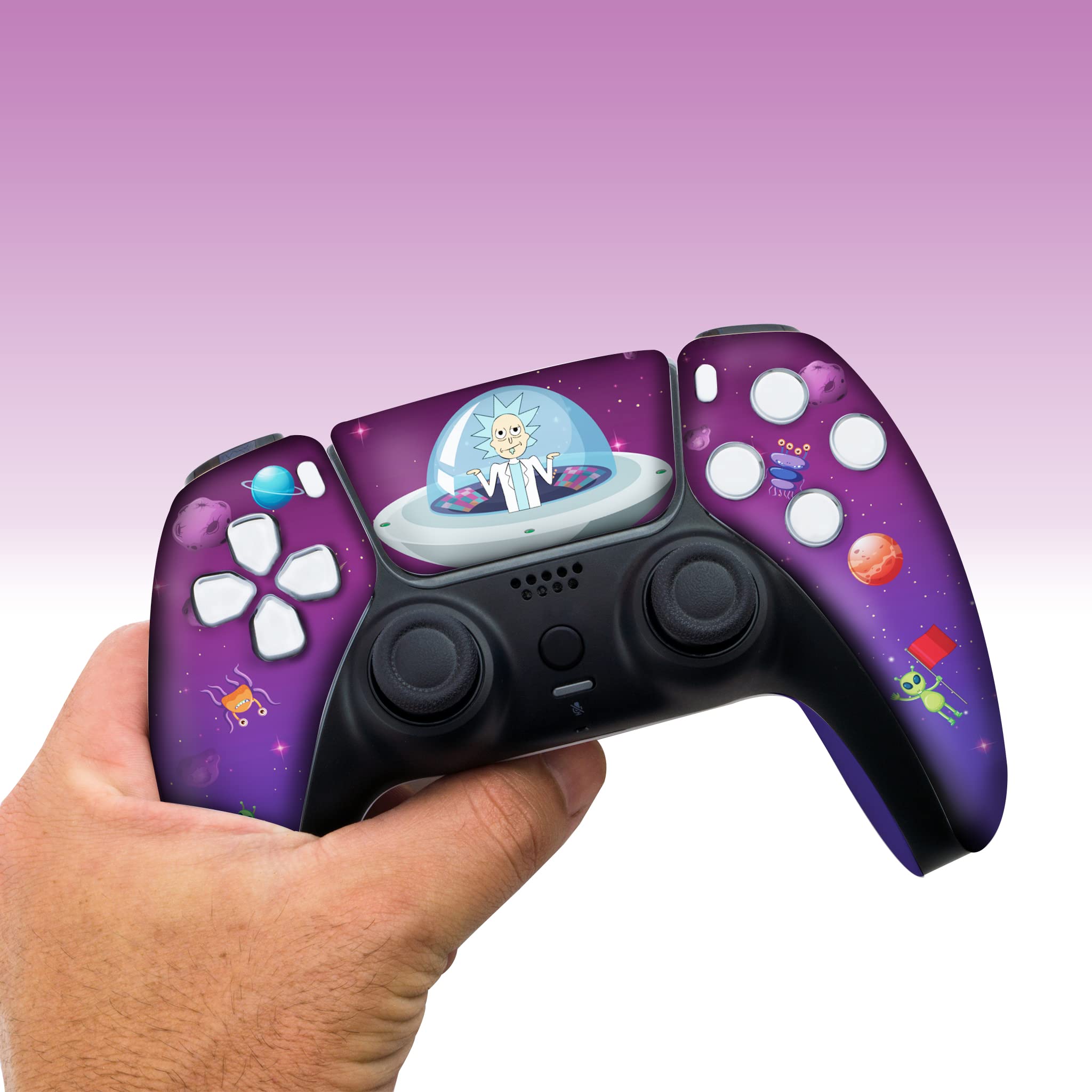 Custom Wireless PS5 Controller for Playstation 5 Console - Morty & Rick Design | Hydro-Dip Printed Gamepad (Not Just a Skin) | Perfect for Gaming Enthusiasts & Rick and Morty Fans | Made in USA