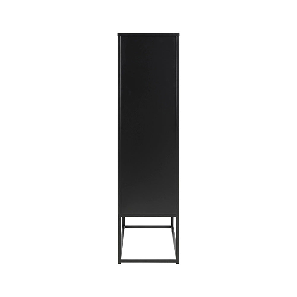 Newton Tall Sideboard Cabinet Unit 80cm Black - Modern Storage Solution for Living Room, Dining Room & Entryway Organization