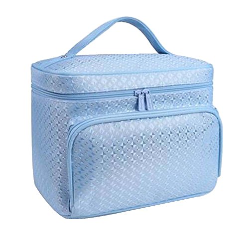 Blue Portable Cosmetic Bag - Waterproof Travel Makeup Organizer & Toiletry Pouch for Women | Perfect for Vacation, Gym, Business Trips & Daily Essentials Storage