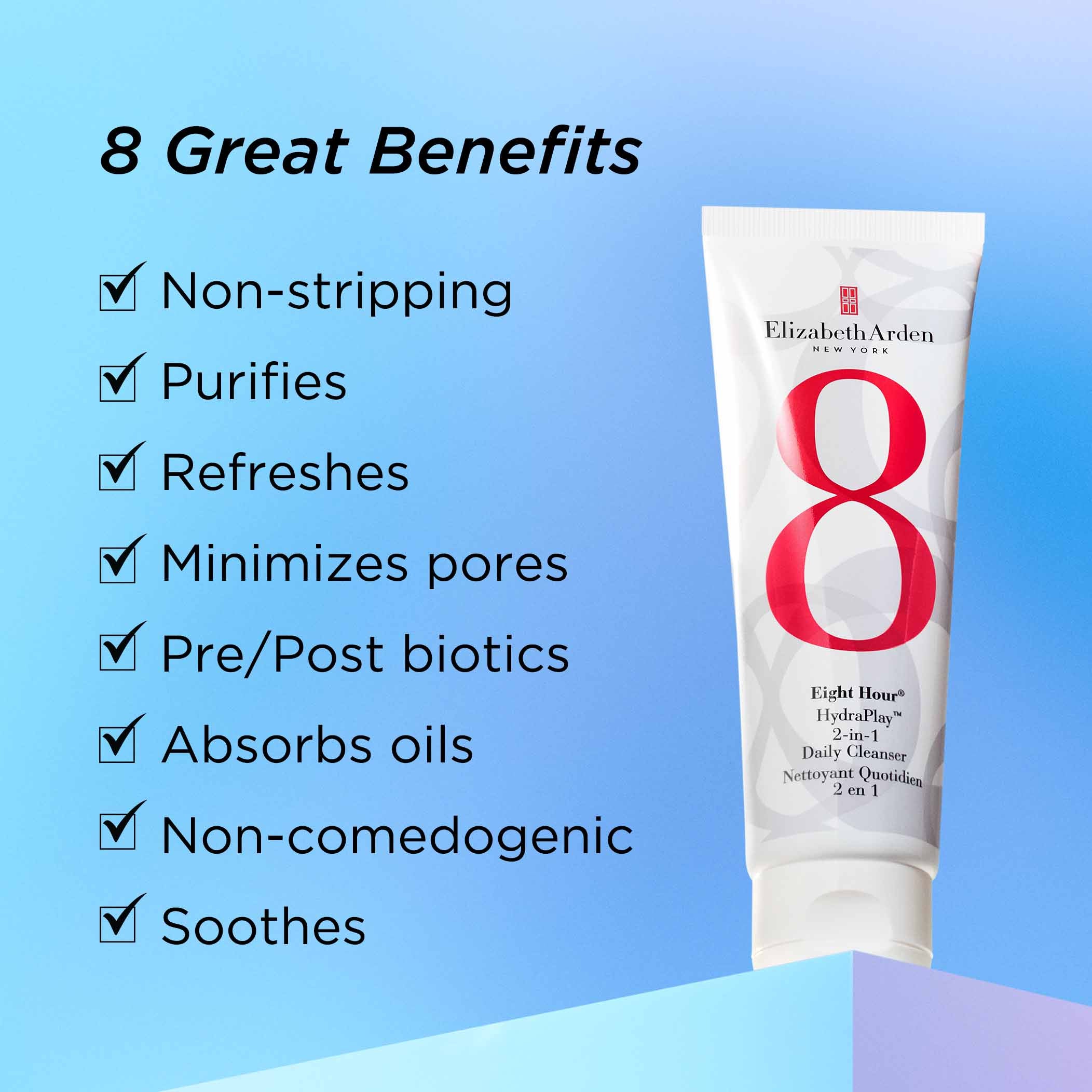 Eight Hour® Hydraplay Cleanse, Hydrate & Protect Skincare Set - 3-Step Facial Care Routine for Dry & Sensitive Skin | Morning & Night Use for Glowing Complexion