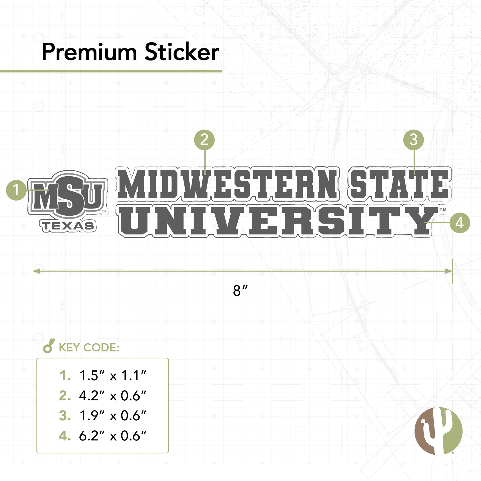 MSU Mustangs Vinyl Decal Sticker - 8 Inch Desert Cactus Design for Laptop, Water Bottle, Car & Scrapbook | Western State University Logo | Perfect for College Pride, DIY Crafts & Gifts