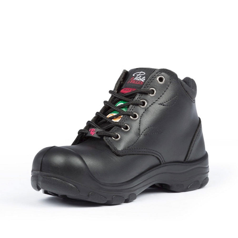P&F S559 Women's 6-Inch Steel Toe Leather Work Boots - Black | OSHA Compliant Safety Shoes for Construction, Warehouse & Outdoor Work
