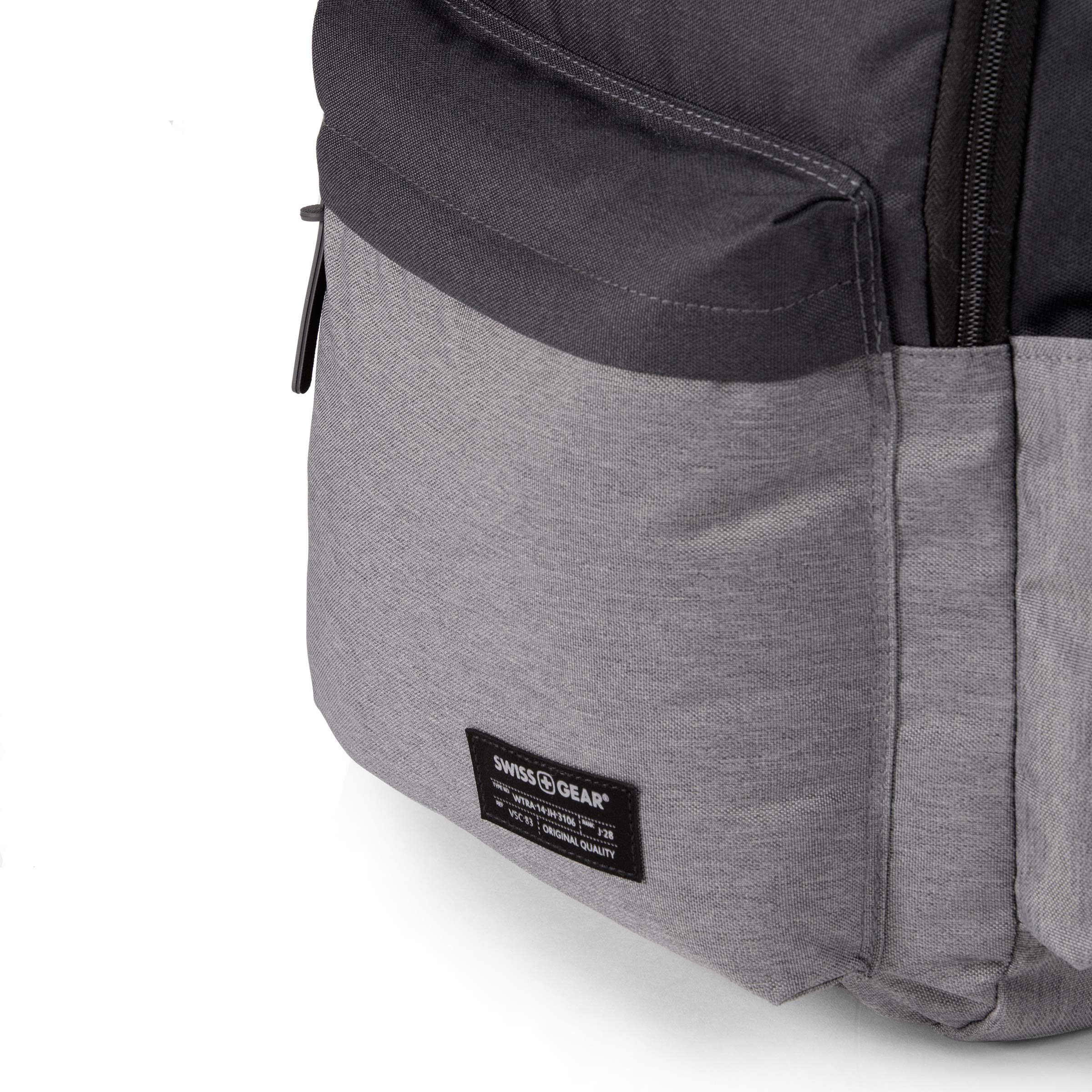SwissGear 2789 17.75-Inch Laptop Backpack for Men & Women - Durable Grey/Black Computer Bag with USB Charging Port - Perfect for Work, Travel & College Students