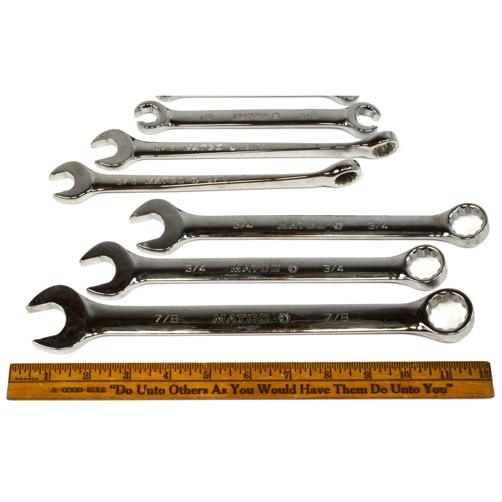 Premium 7-Piece Mixed Type Wrench Set - SAE Combination & Flare Nut Wrenches with Ergonomic Grip for Automotive Repair, Plumbing, and DIY Projects