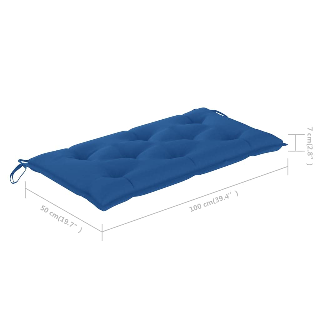 CHARMMA 39.4x19.7x2.8 Inch Blue Garden Bench Cushion - Waterproof Outdoor Patio Furniture Seat Pad (1.3KG) for Deck, Porch & Backyard Relaxation
