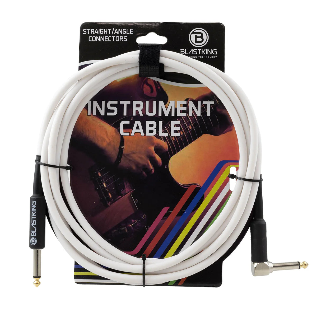 Blastking CGTR 10 Ft Professional Instrument Cable with Straight/Angle Connectors - Perfect for Guitar, Bass & Audio Equipment - Studio & Live Performance Use