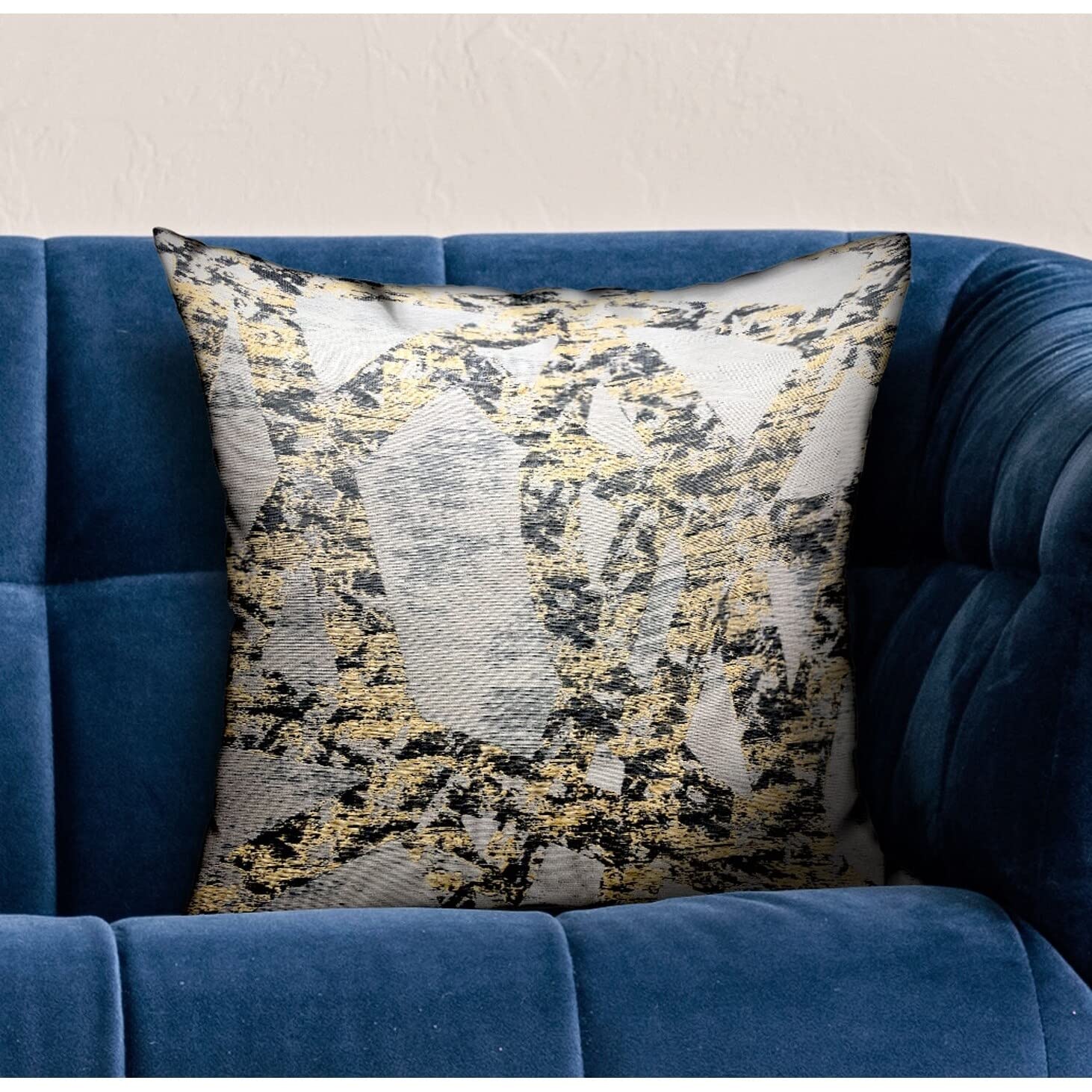 Plutus Brands Craven Dust Gold & Gray Abstract Luxury Throw Pillow - Elegant Home Decor for Sofa, Bed, Living Room & Office