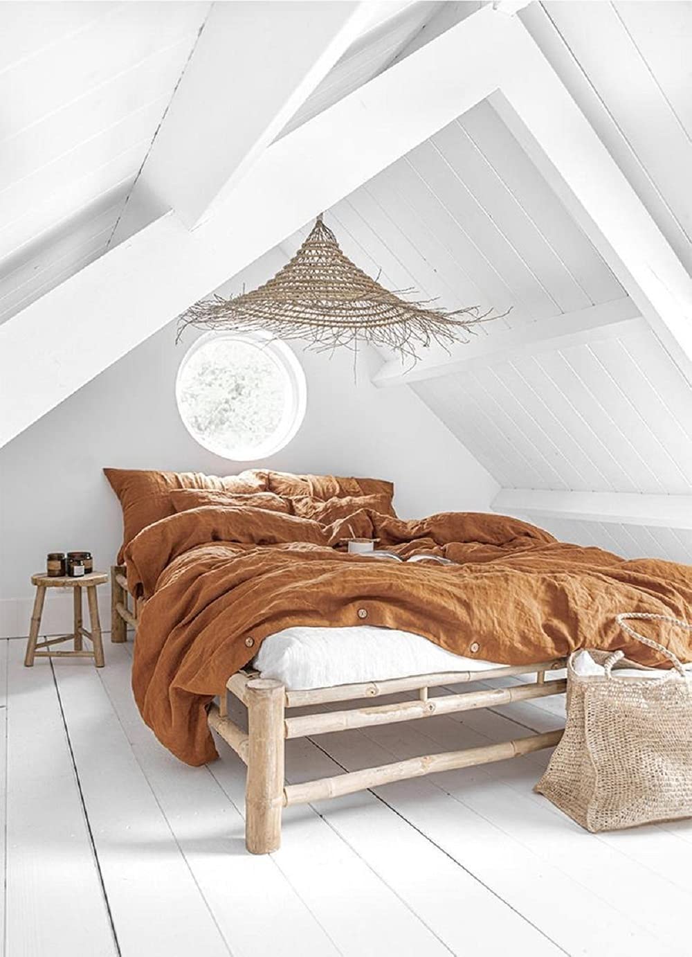 Premium Cinnamon Brown Stonewashed Cotton Duvet Cover Set - King, Queen, Full, Twin & Toddler Sizes with Button Closure - Soft & Breathable Bedding for Cozy Home & Guest Room Decor
