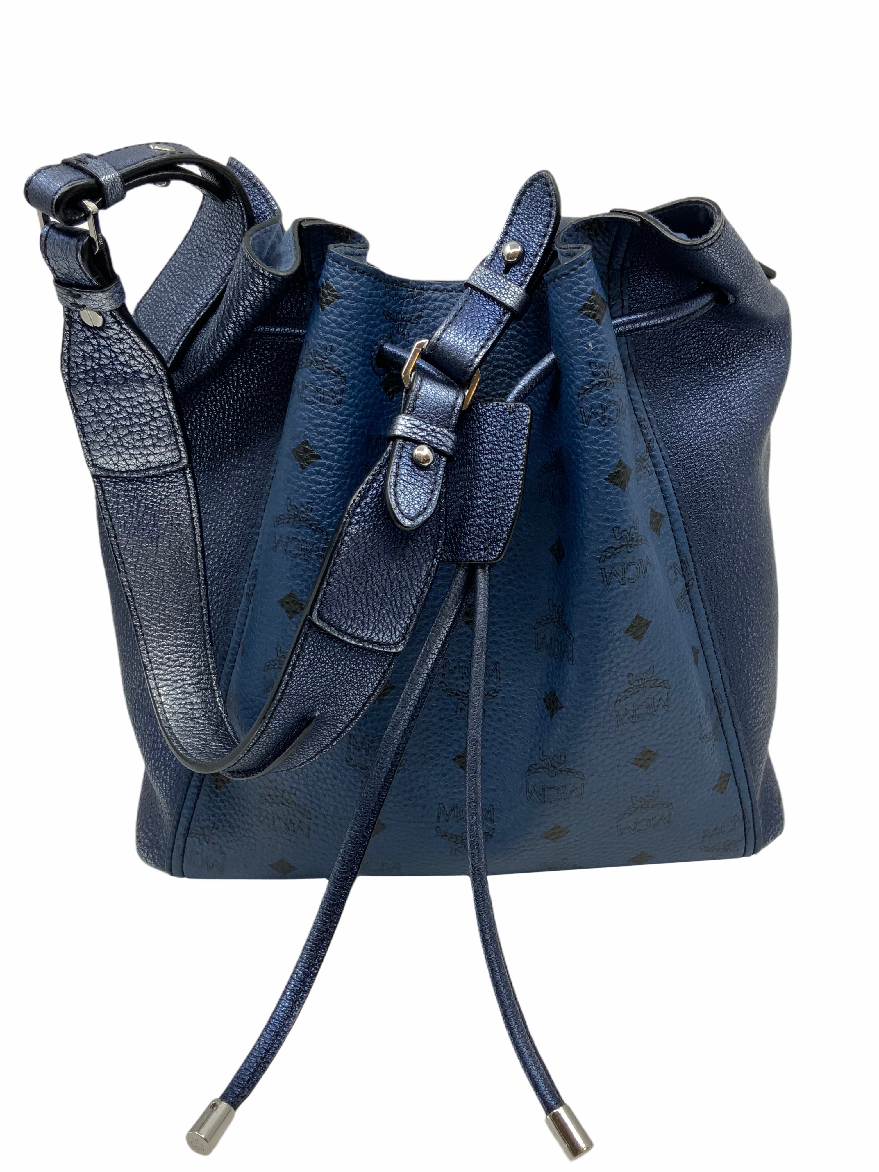 MCM Metallic Goatskin Monogram Logo Canvas Bucket Bag for Women | Luxury Designer Handbag for Travel, Shopping & Everyday Use